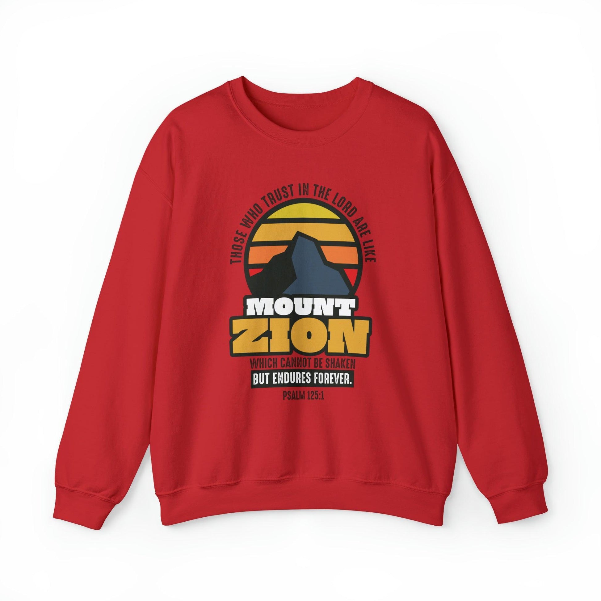 Mount Zion Christian Sweatshirt with Mountain and Sun Gradient - Joe Camilo Designs