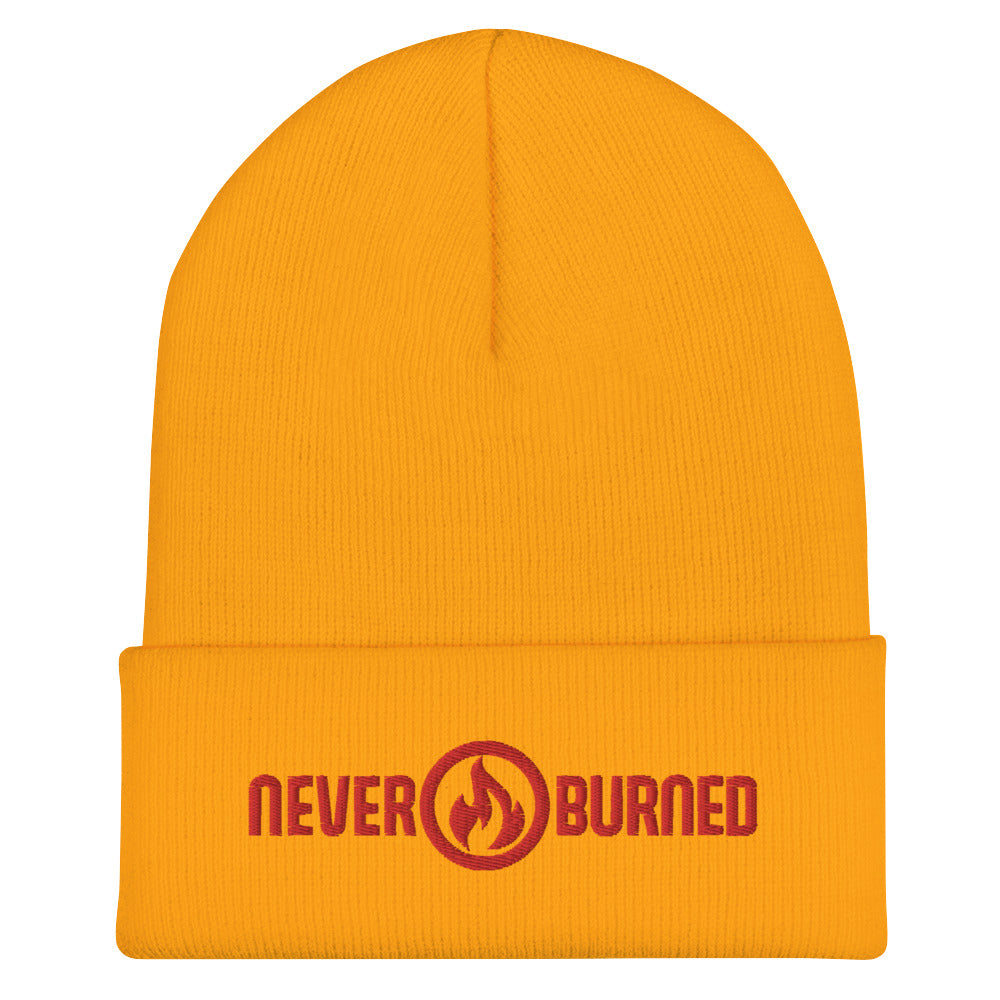 "Never Burned" Embroidered Cuffed Beanie