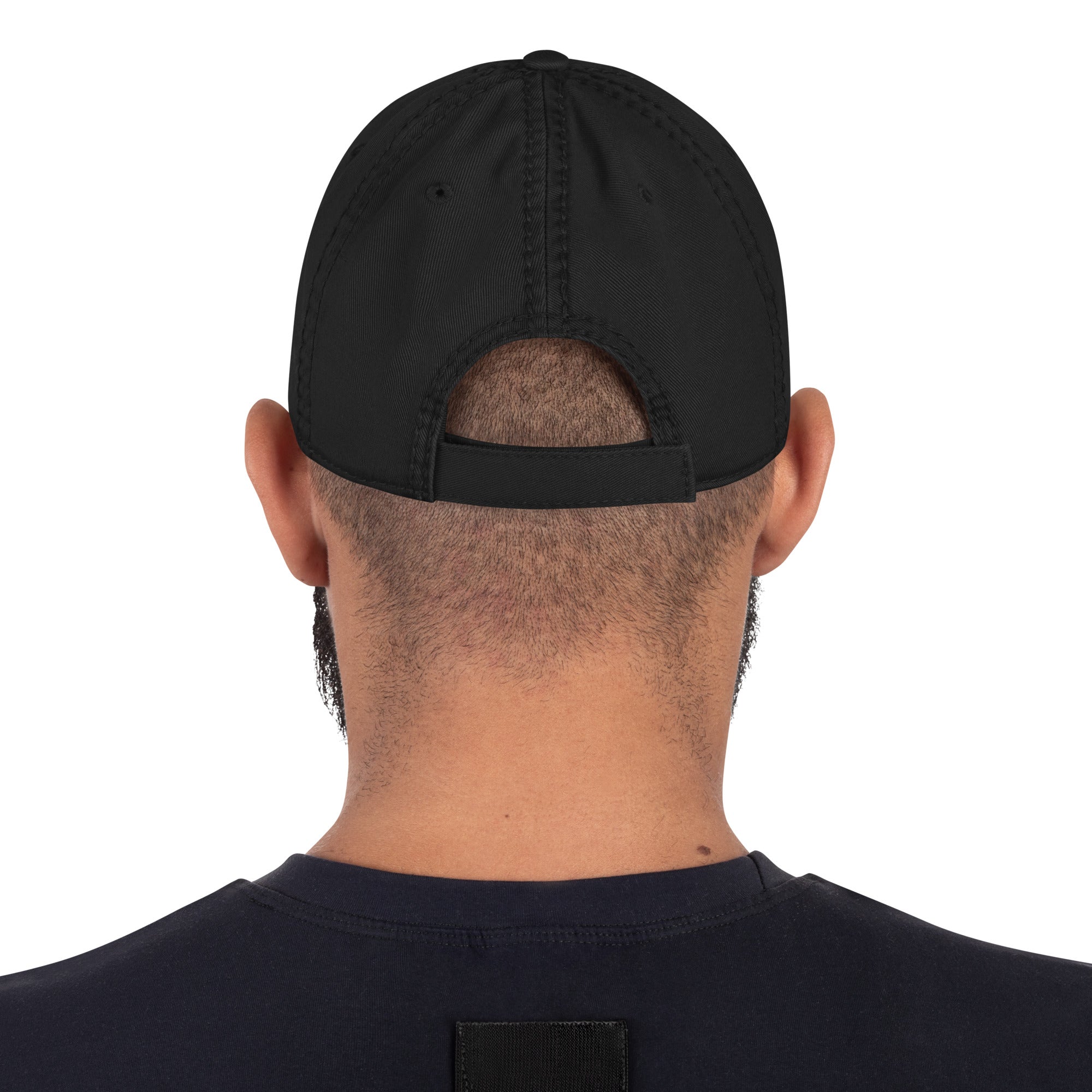 Image of Risen Distressed Christian hat black back view — Entrusted to Him