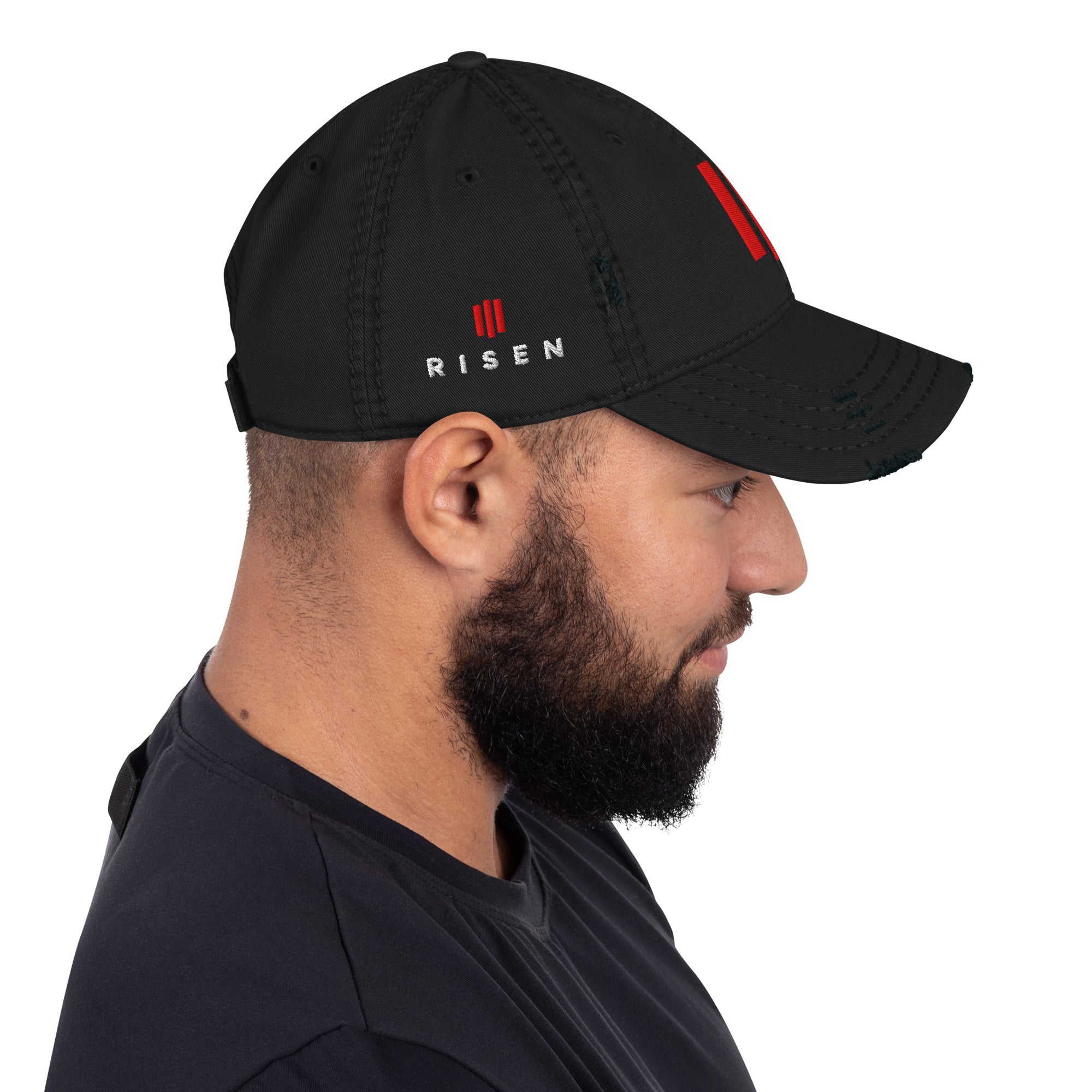 Image of Risen Distressed christian hat for women black right side view — Entrusted to Him