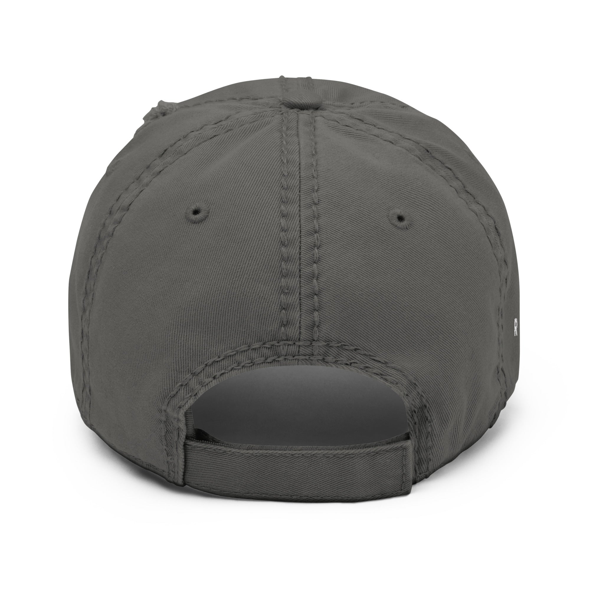 Image of Risen Distressed Christian hat charcoal grey back view — Entrusted to Him