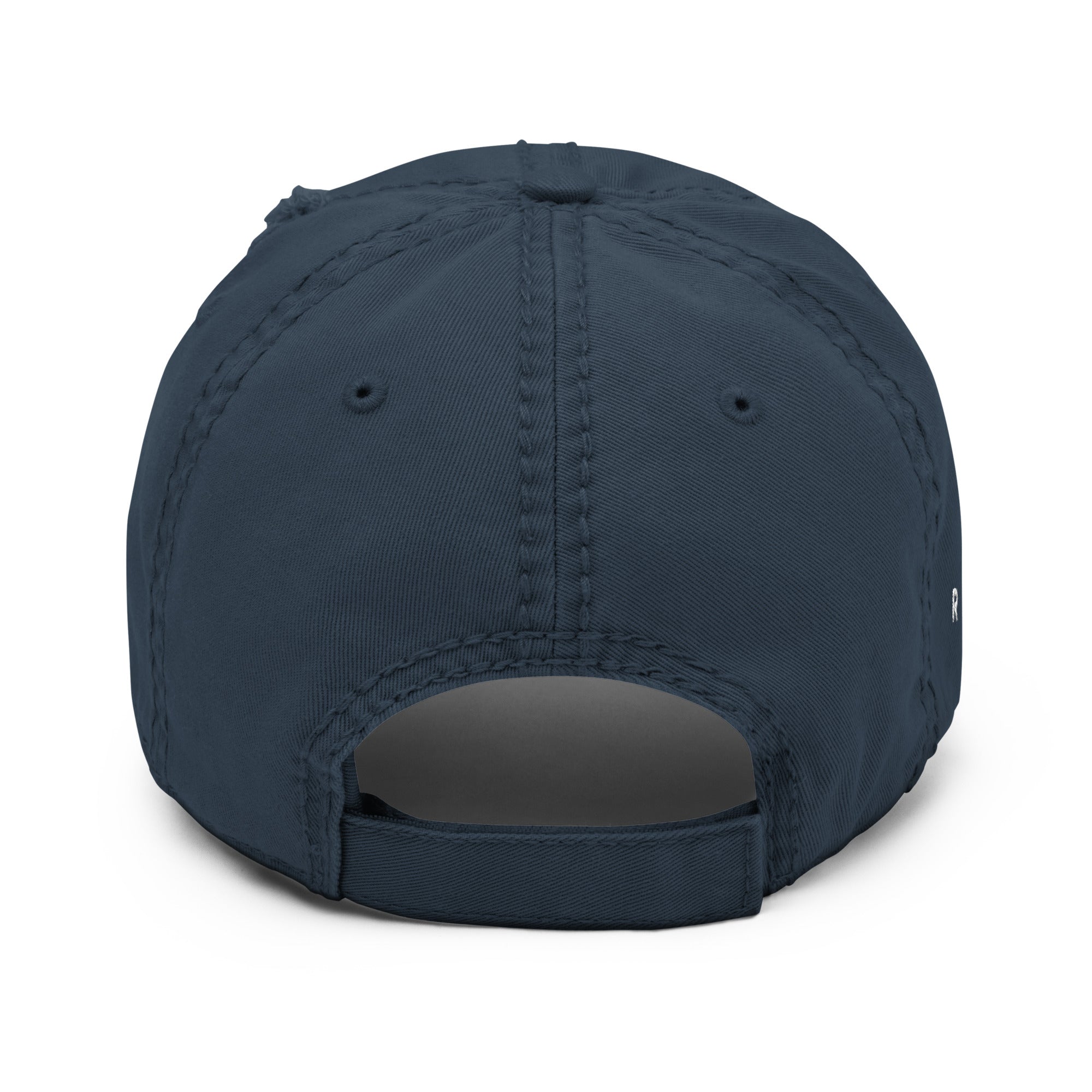 Image of Risen Distressed Christian hat navy back view — Entrusted to Him