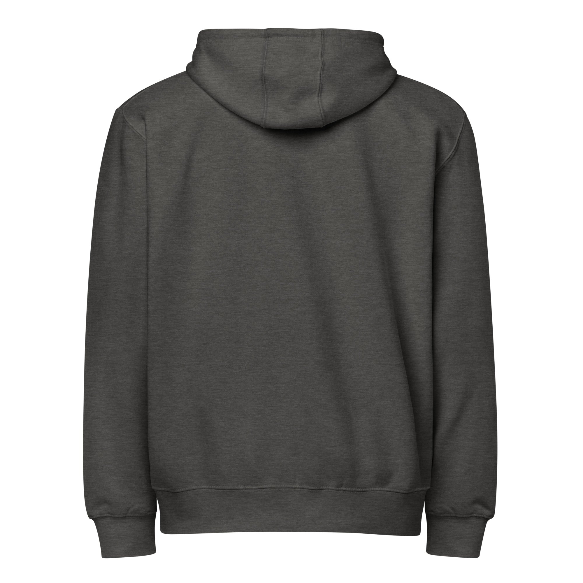 Image of Risen God hoodie charcoal heather back view — Entrusted to Him
