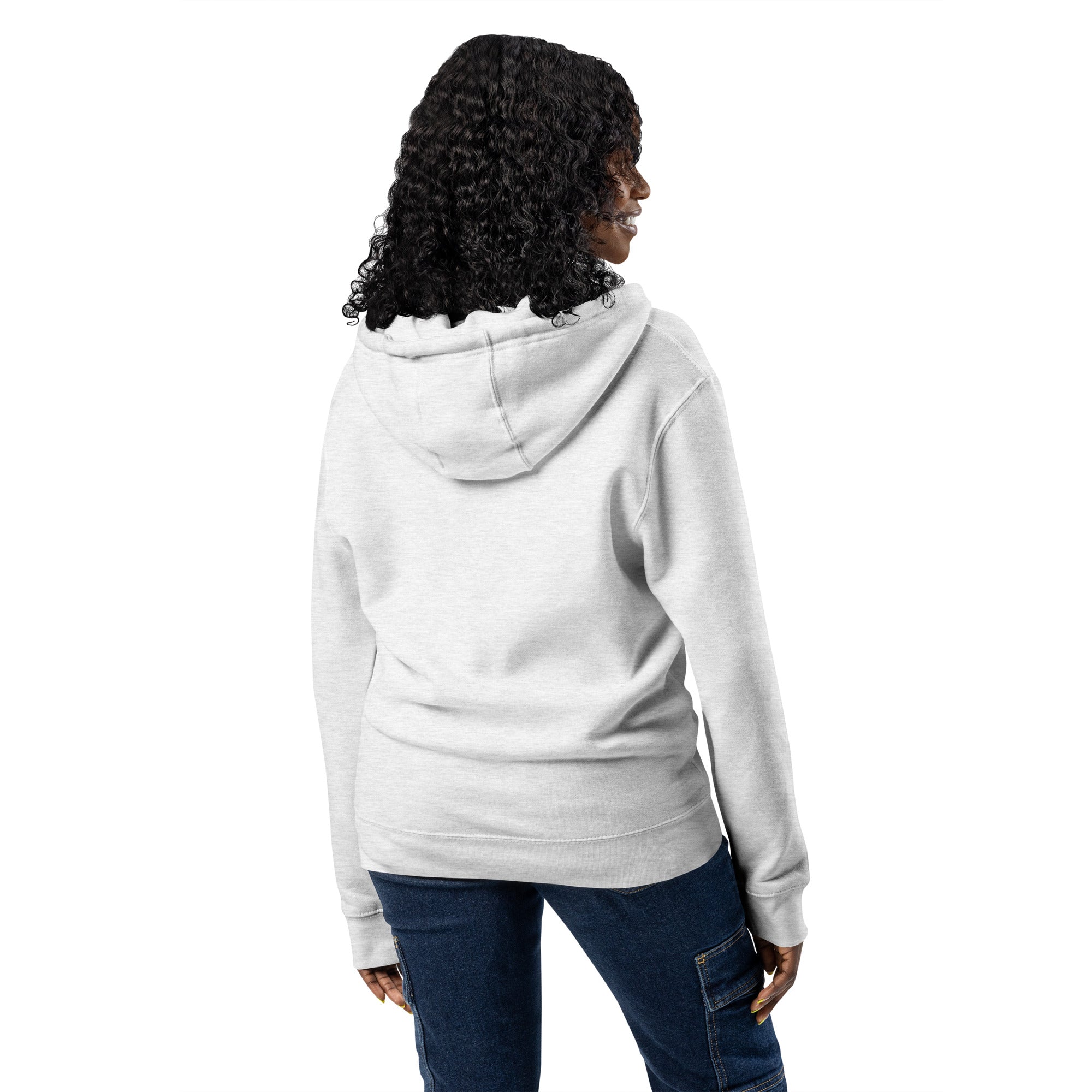 Image of Risen God hoodie heather grey back view — Entrusted to Him
