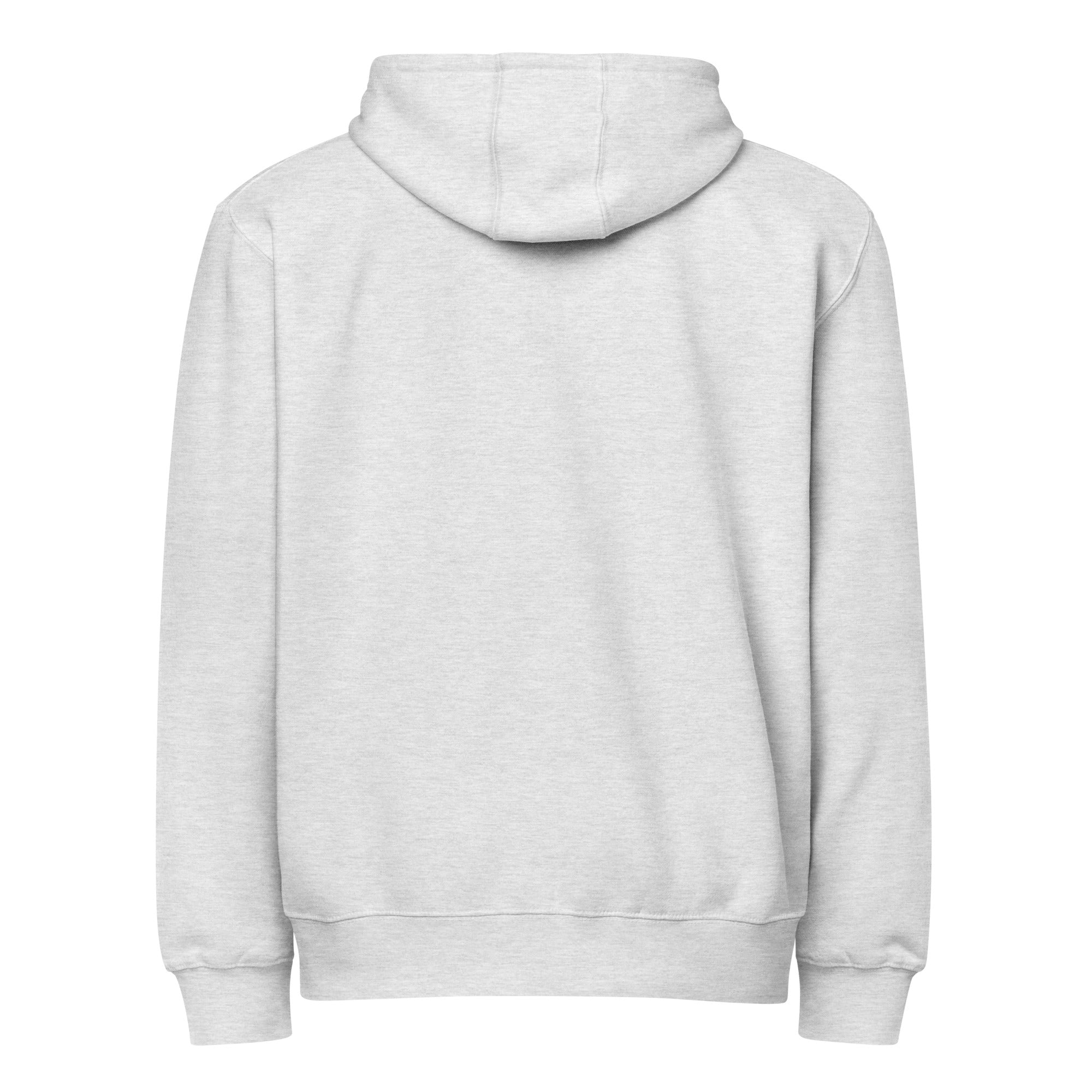 Image of Entrusted Premium Zip Hoodie heather grey back — God hoodie grey faith-based streetwear