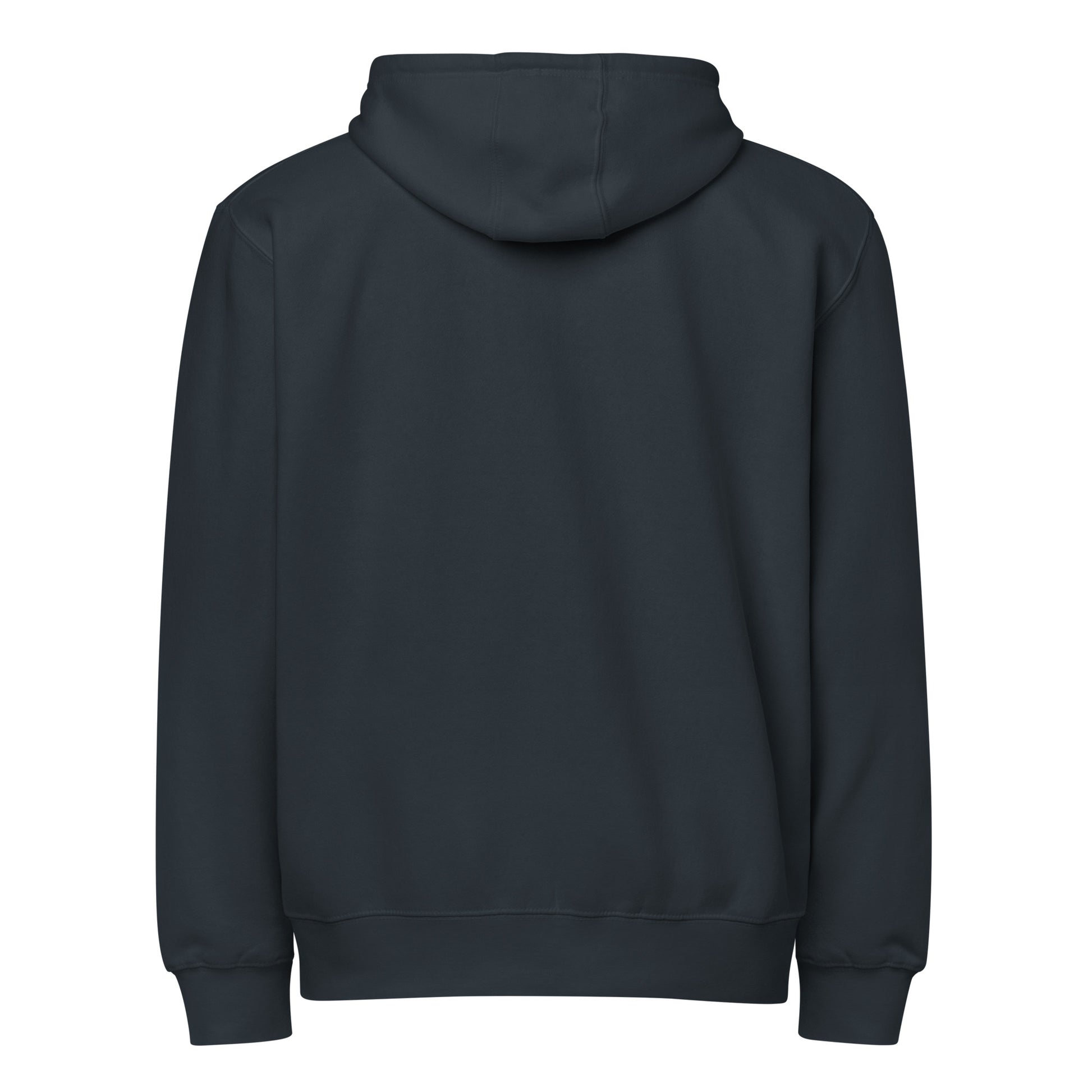 Born Twice Premium Zip Hoodie navy back — Christian zip hoodie navy Entrusted to Him