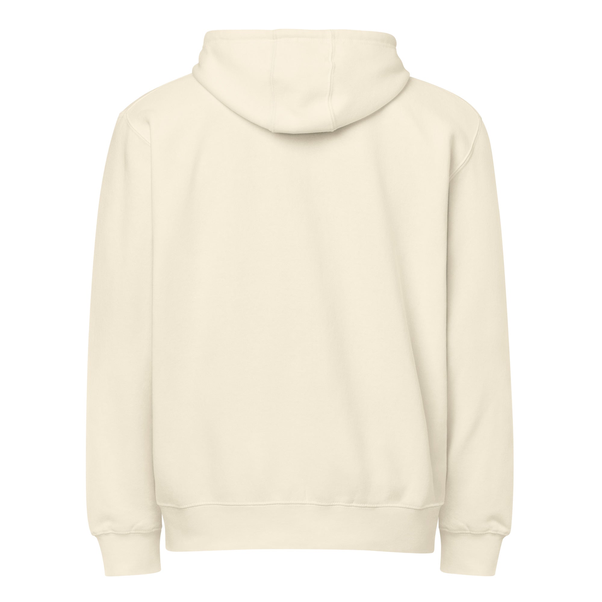 Image of Entrusted Premium Zip Hoodie sandshell back — God hoodie sandshell Entrusted to Him Christian apparel