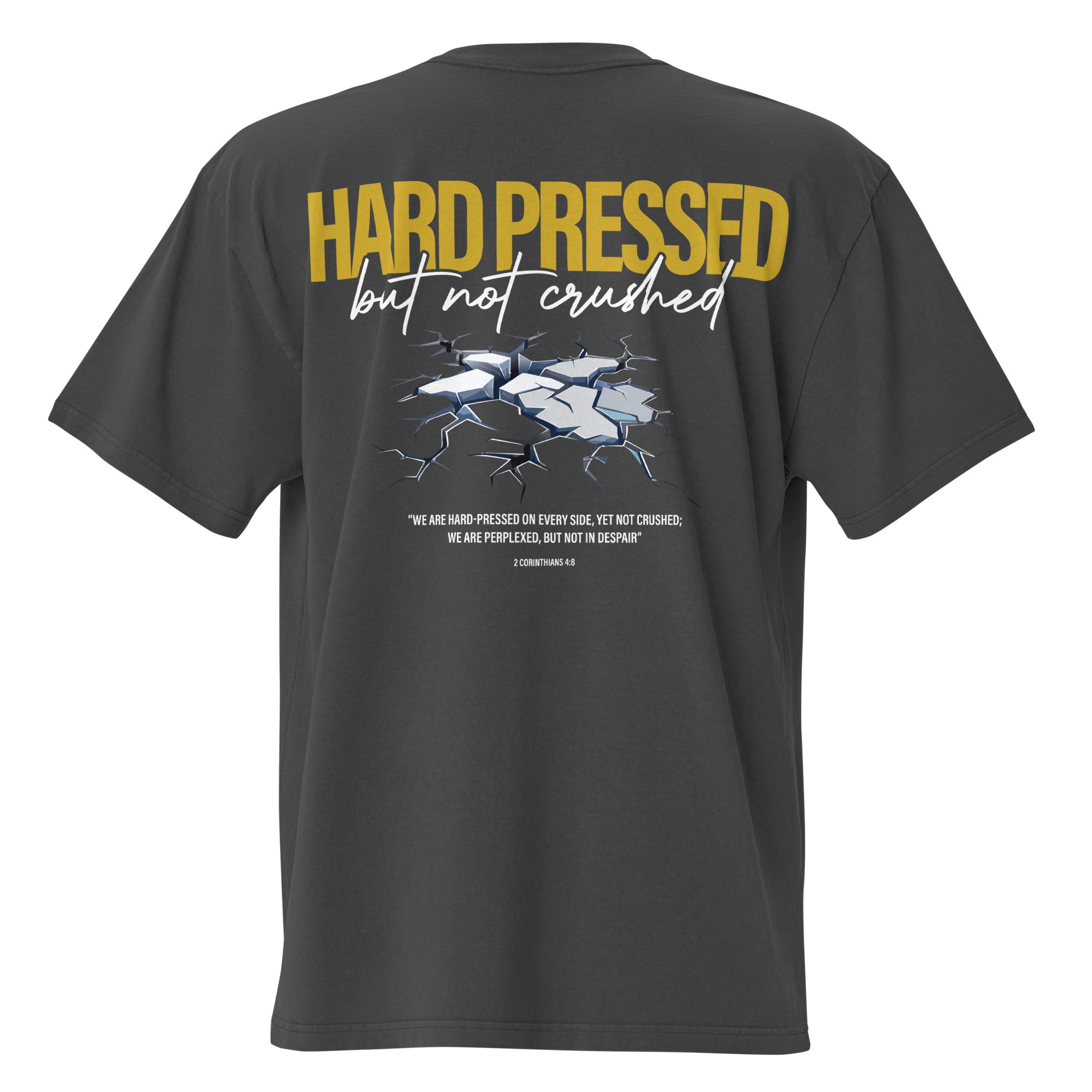 Image of Hard Pressed oversized Jesus shirt faded black back view — Entrusted to Him