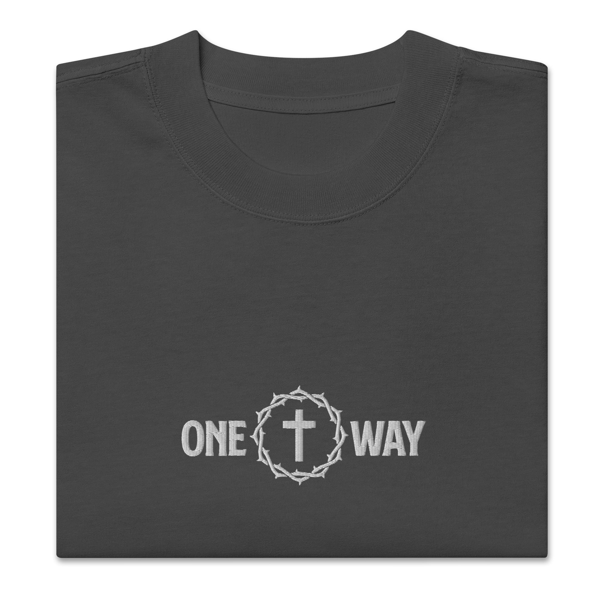 Image of One Way Bible verse shirt faded black front alternate view — Entrusted to Him
