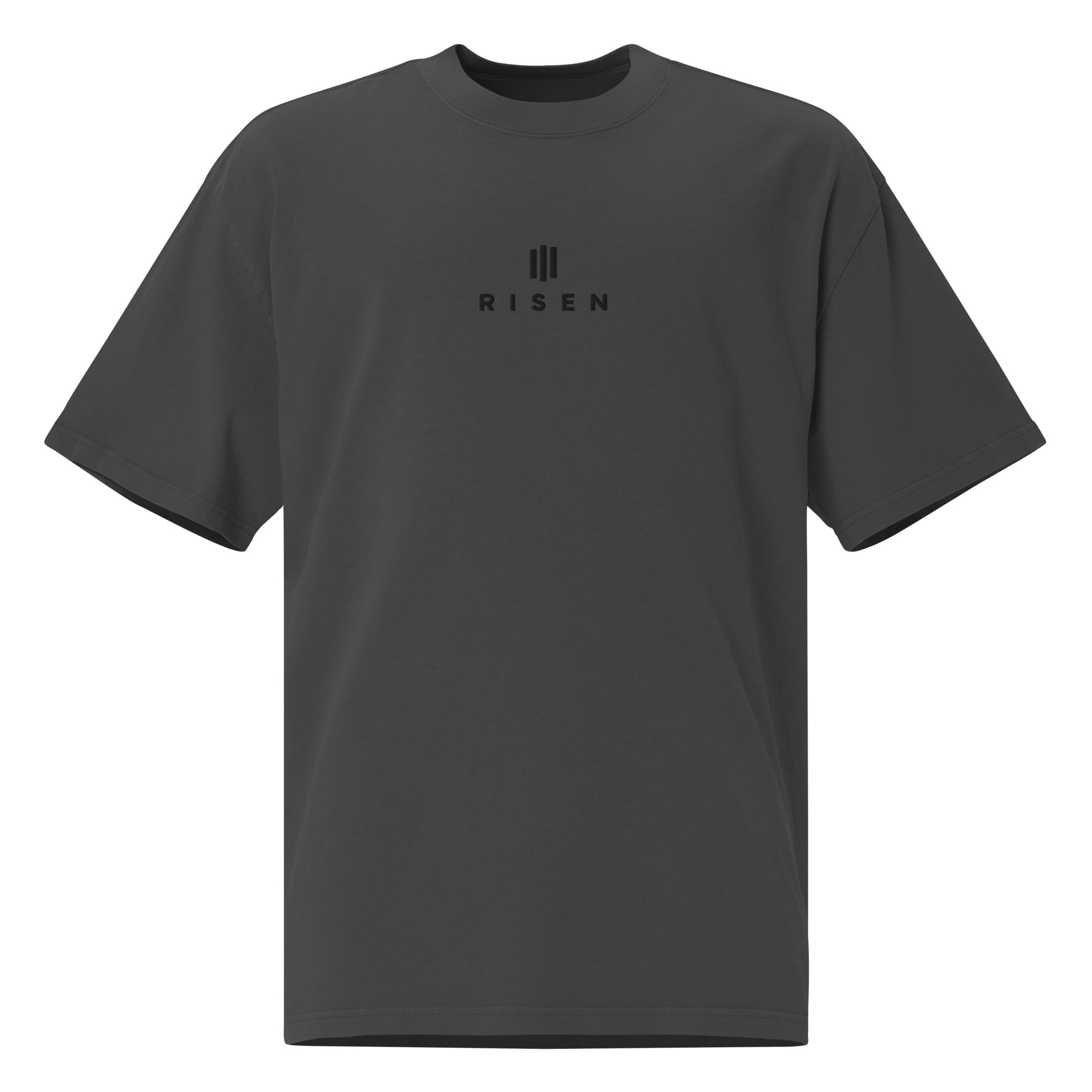 Image of Risen Jesus t-shirt faded black front view — Entrusted to Him