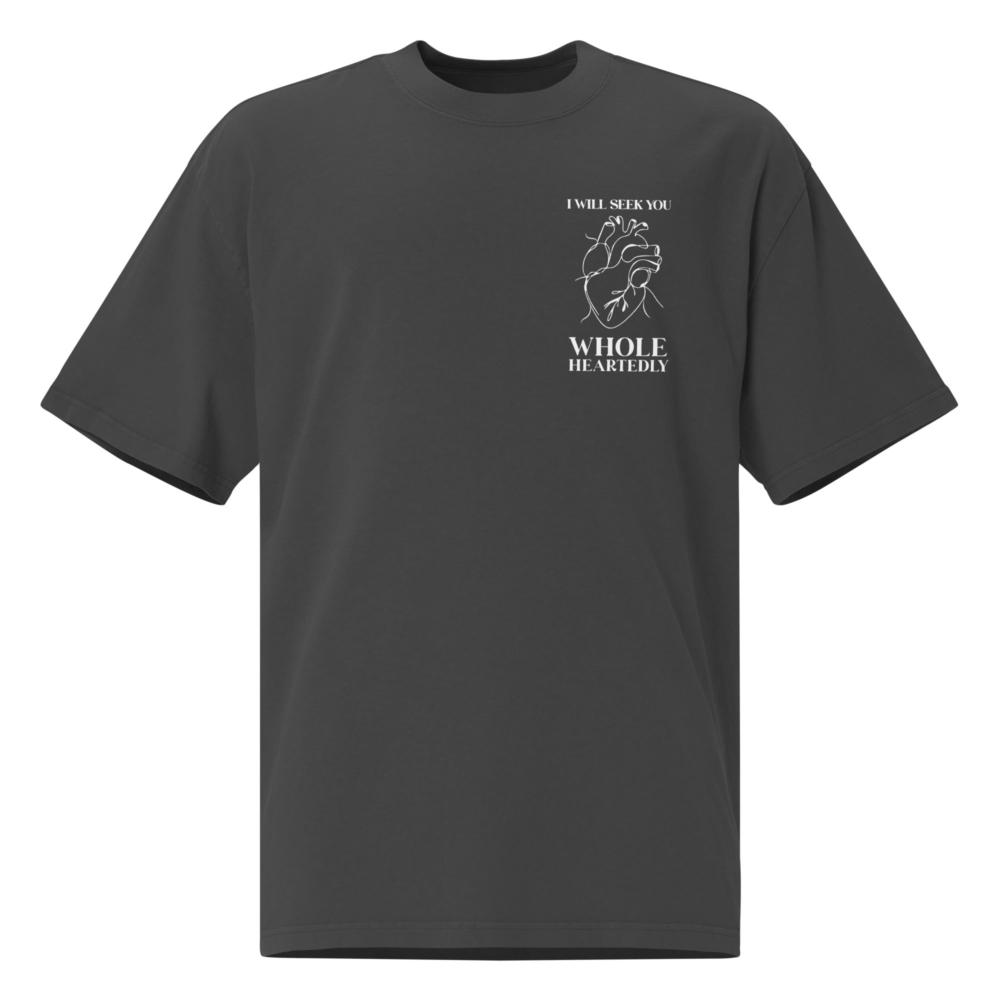 Image of Wholeheartedly Christian clothing faded black front view — Entrusted to Him
