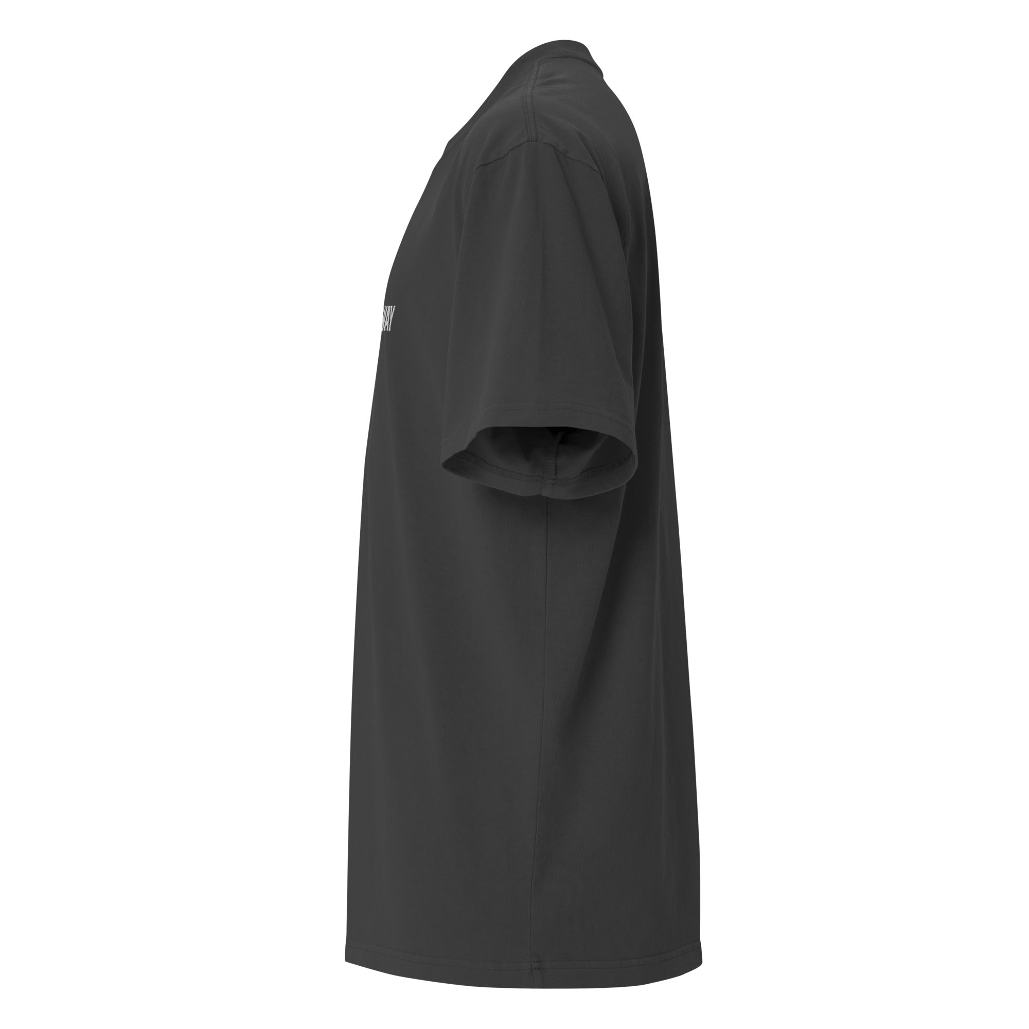 Image of One Way oversized Christian t-shirt faded black left front view — Entrusted to Him