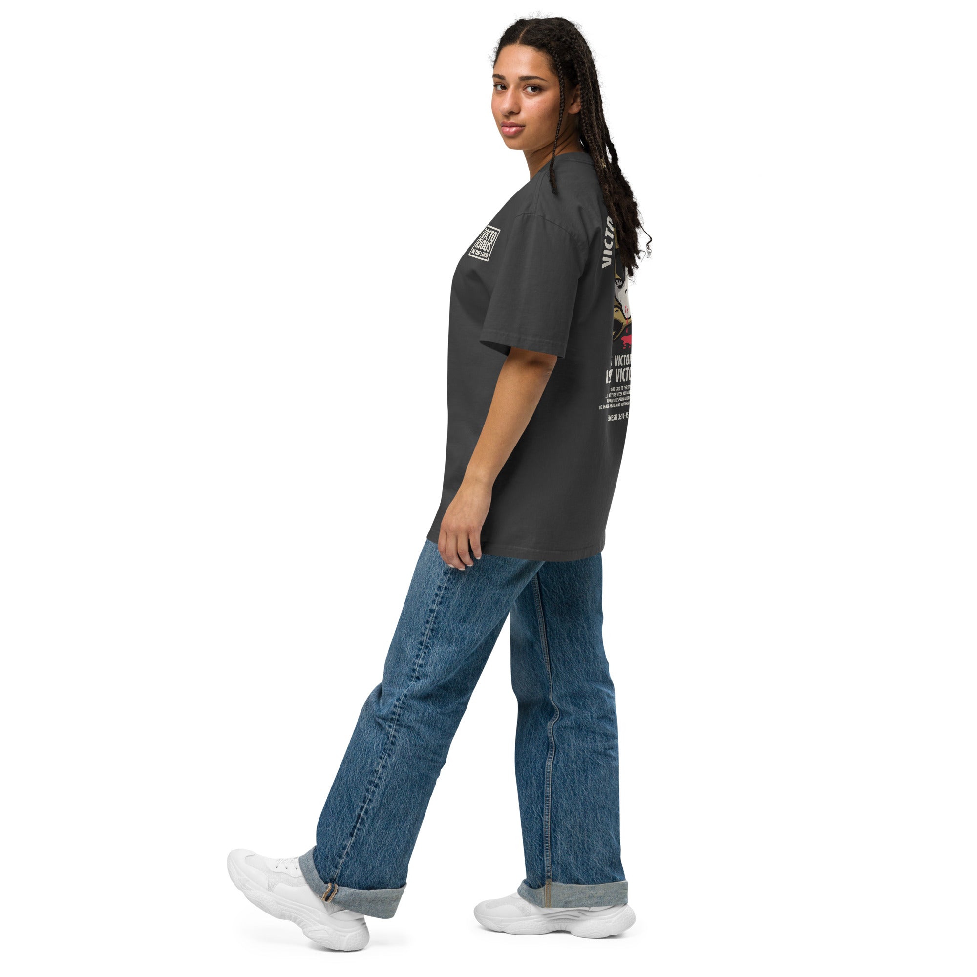 Image of Victorious Christian clothing faded black left front alternate view — Entrusted to Him