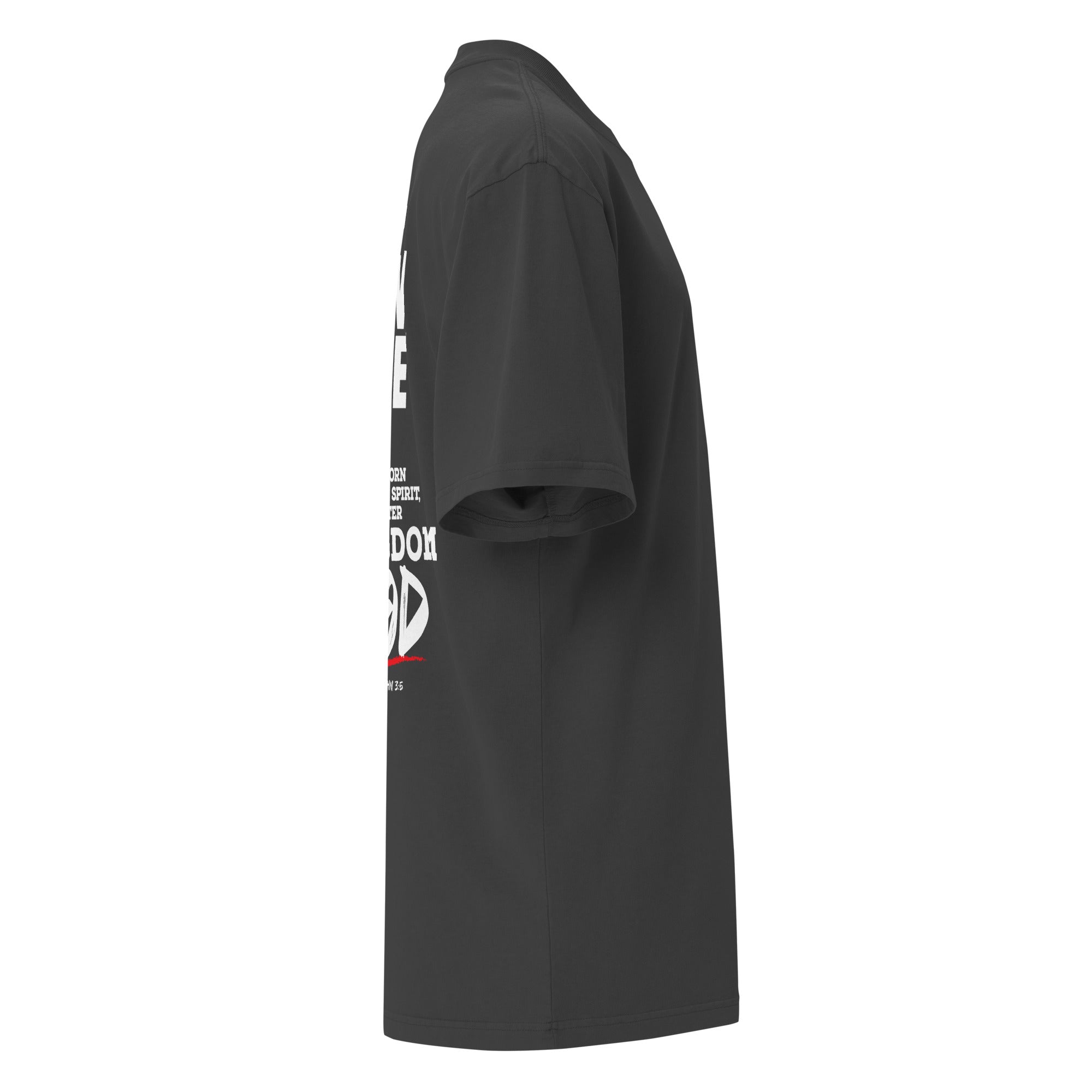 Image of Born Twice Christian clothing faded black right side view — Entrusted to Him