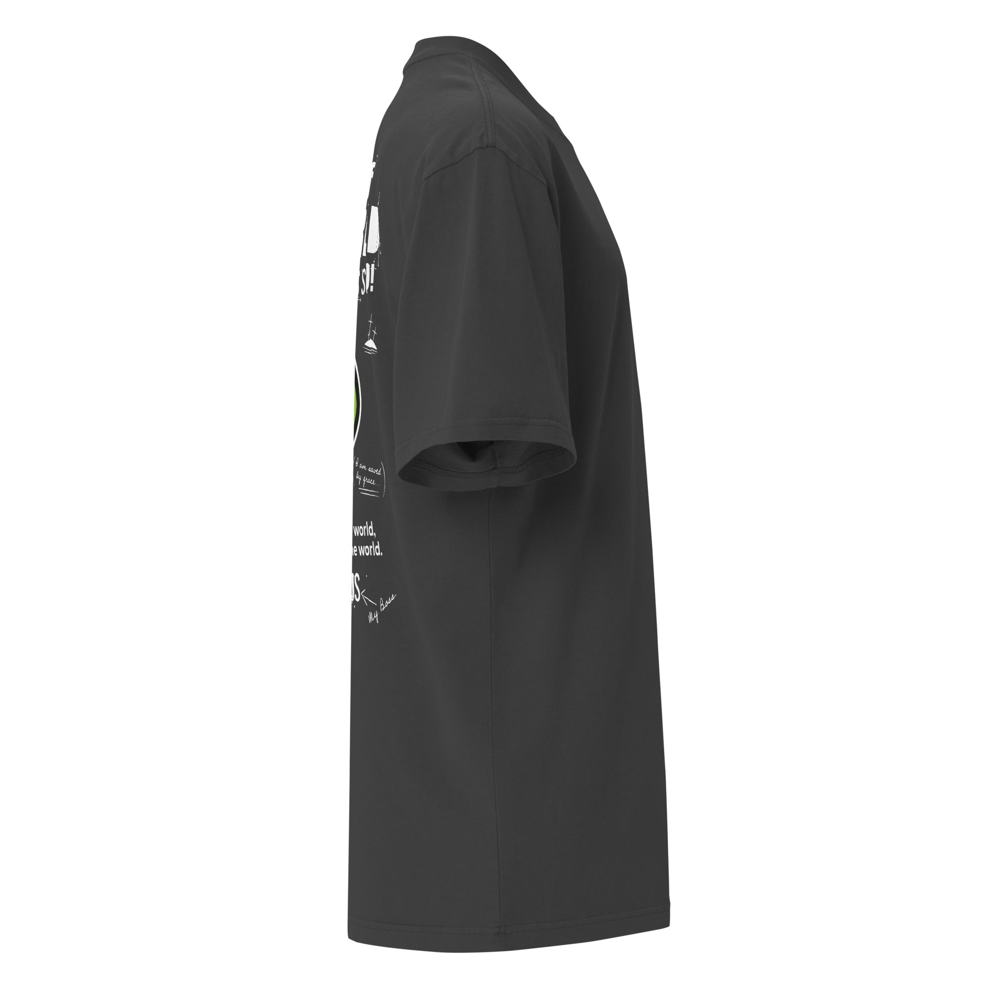 Image of Not From This World Christian apparel faded black right side view — Entrusted to Him