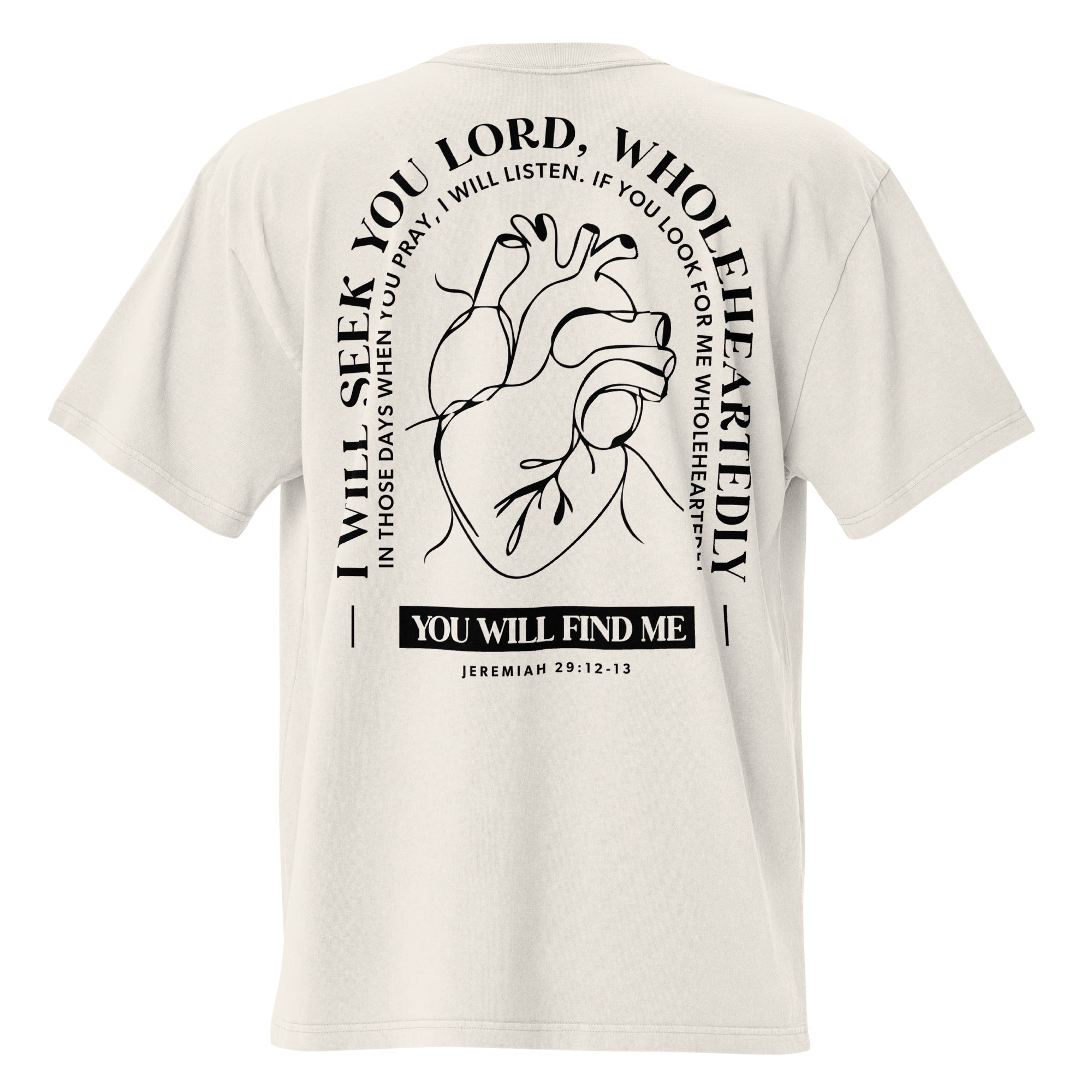 Image of Wholeheartedly oversized Jesus shirt faded bone back view — Entrusted to Him