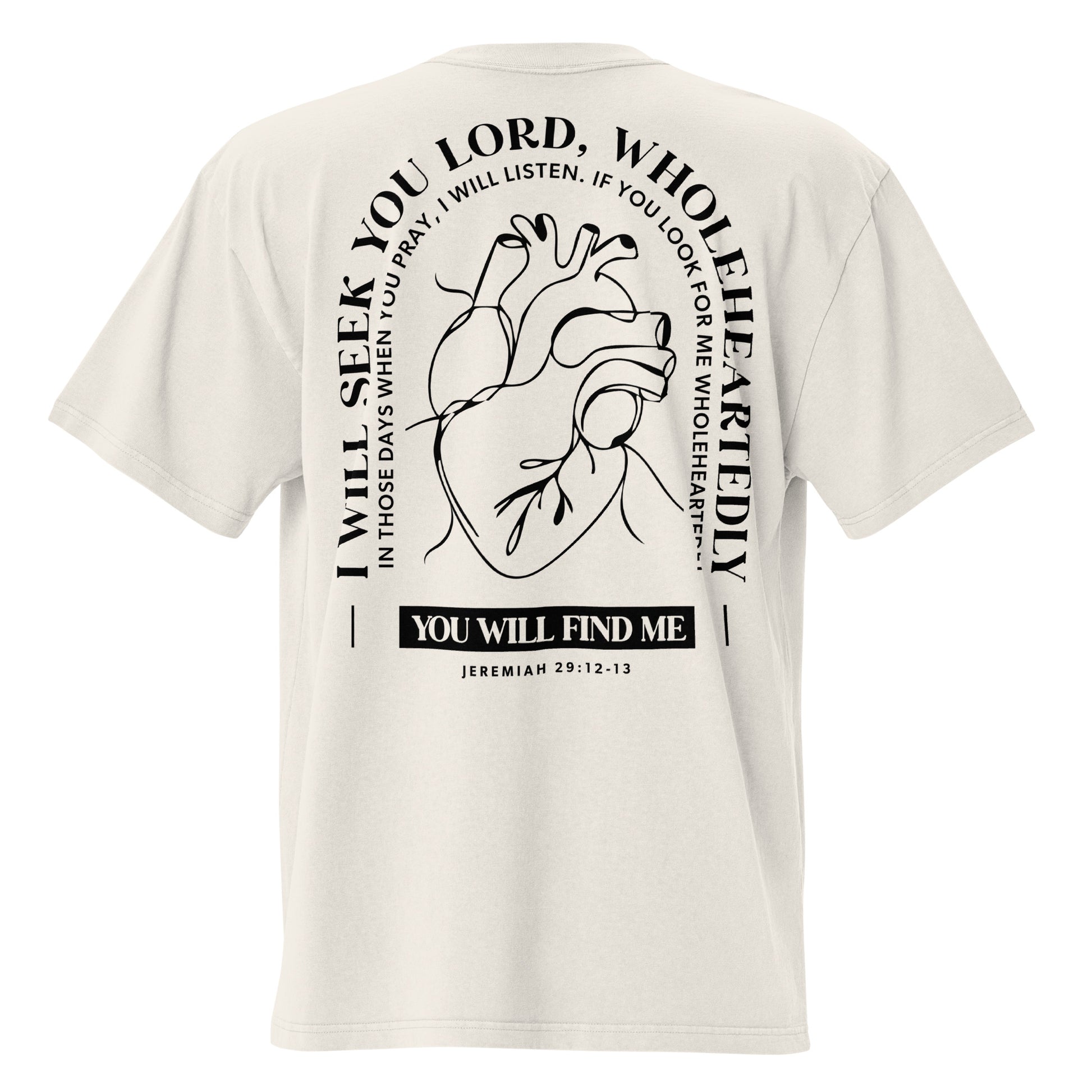 Wholeheartedly oversized Jesus shirt faded bone back view — Entrusted to Him