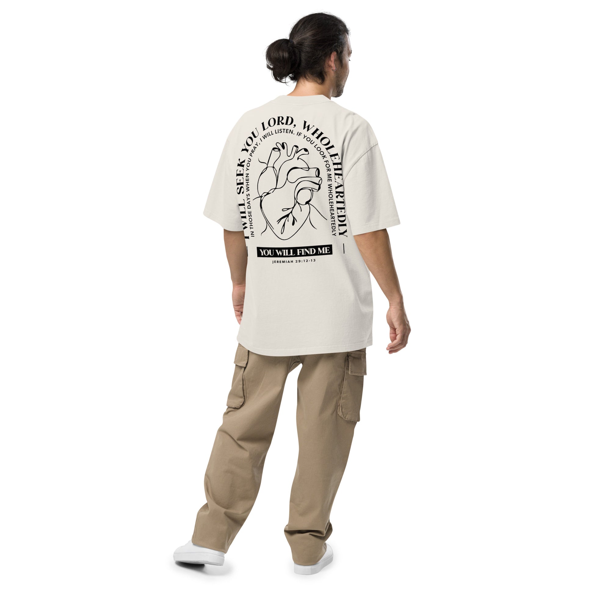 Wholeheartedly Christian graphic tee faded bone back alternate view — Entrusted to Him