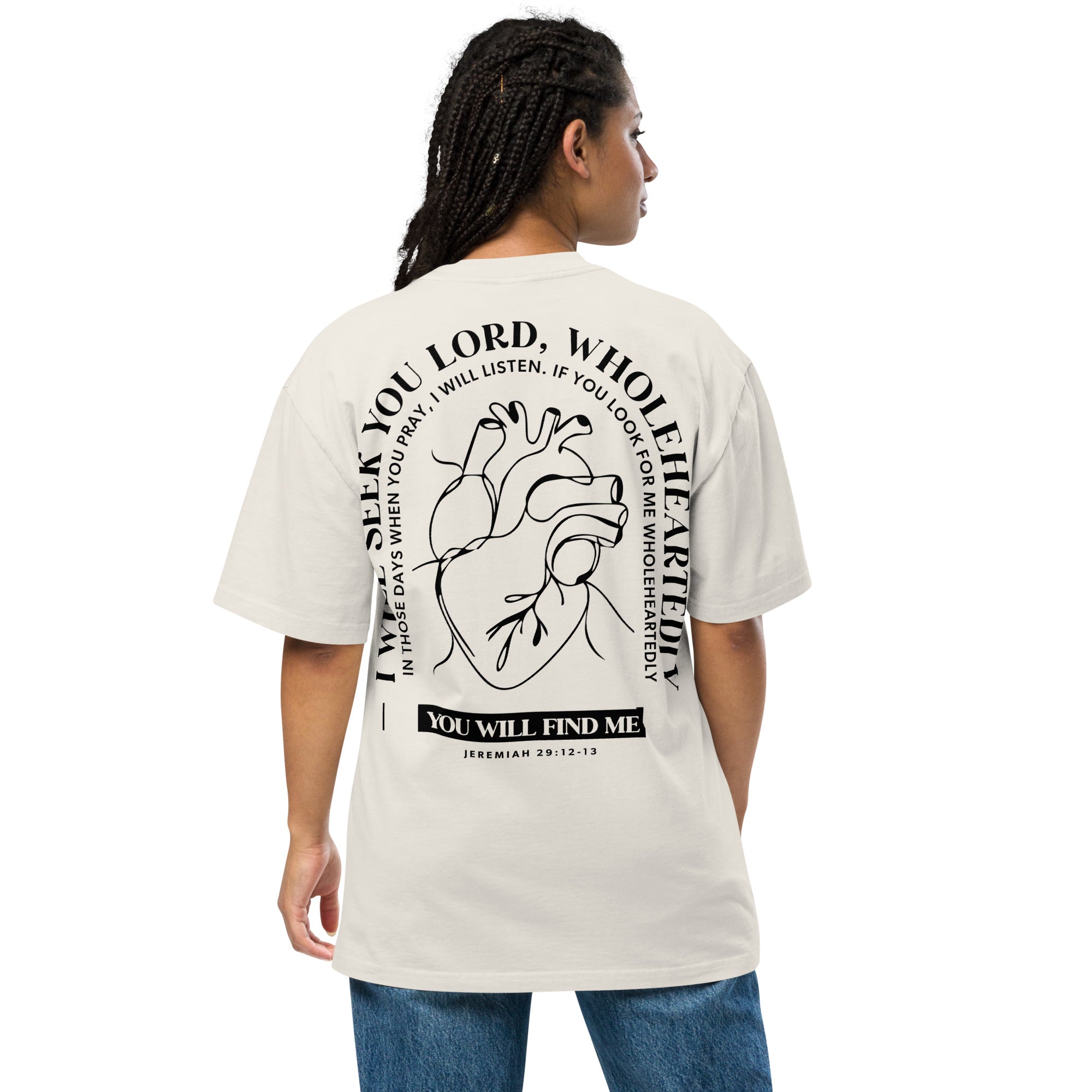 Image of Wholeheartedly Christian apparel faded bone back detail view — Entrusted to Him