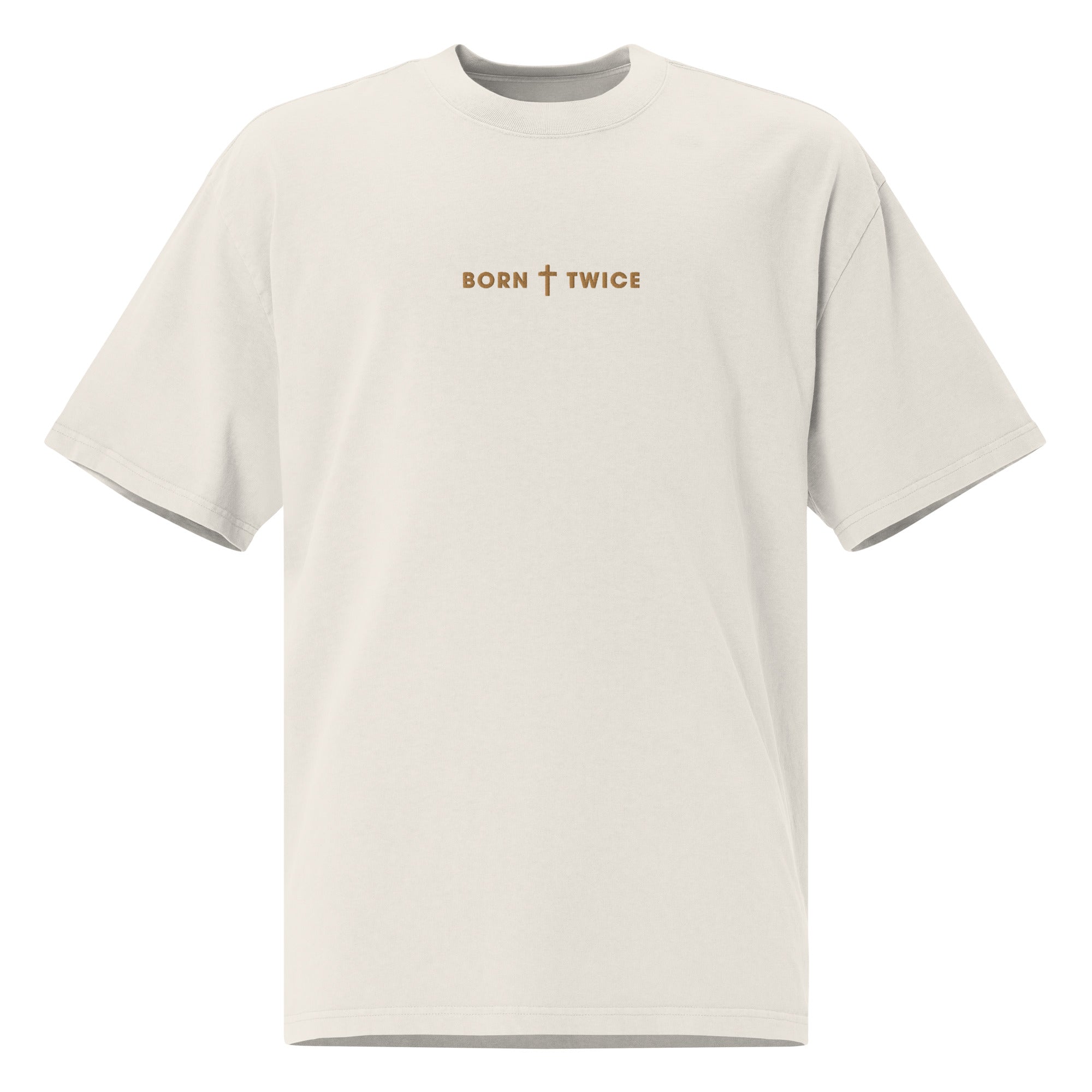 Image of Born Twice Christian clothing faded bone front view — Entrusted to Him
