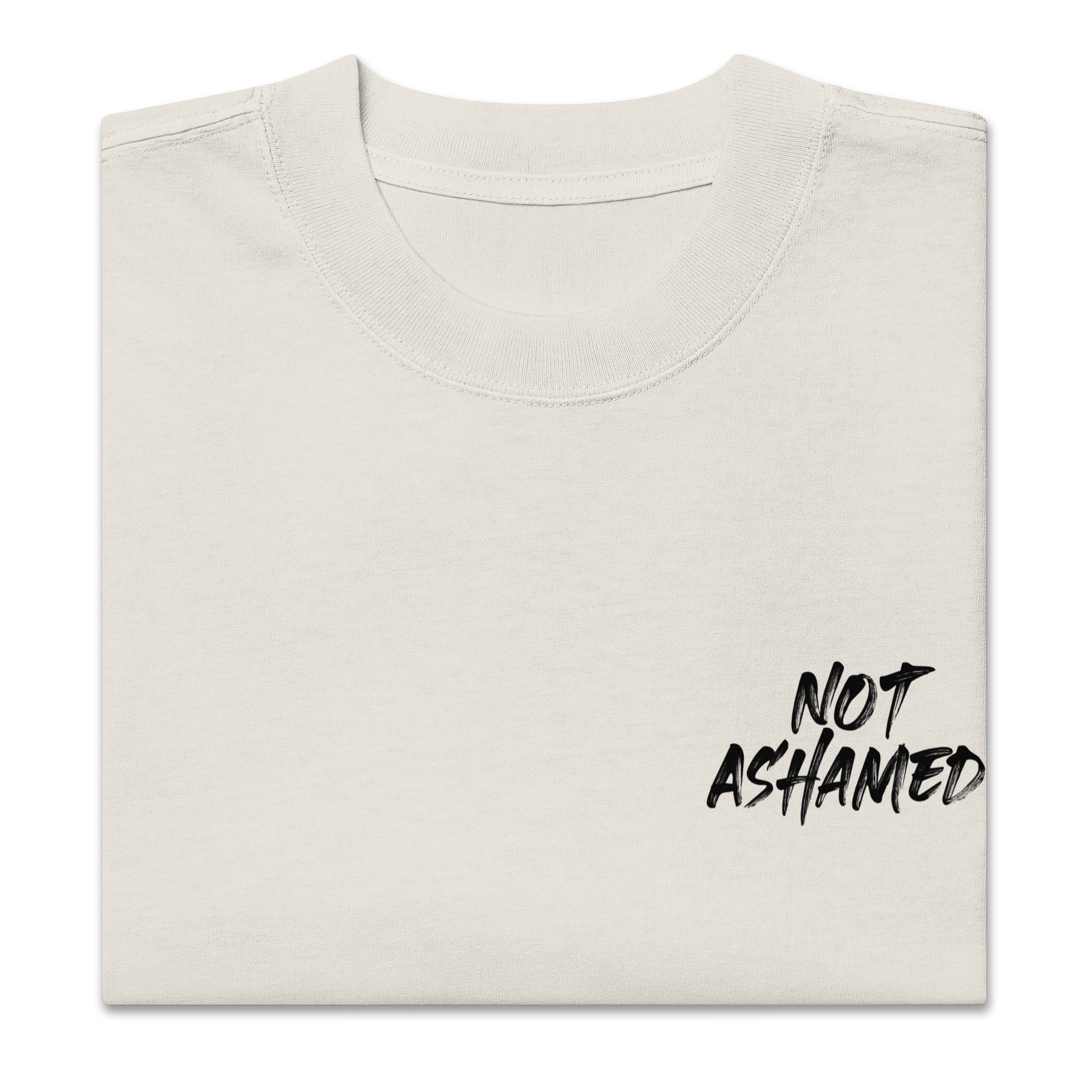 Image of Not Ashamed Christian apparel faded bone front alternate view — Entrusted to Him