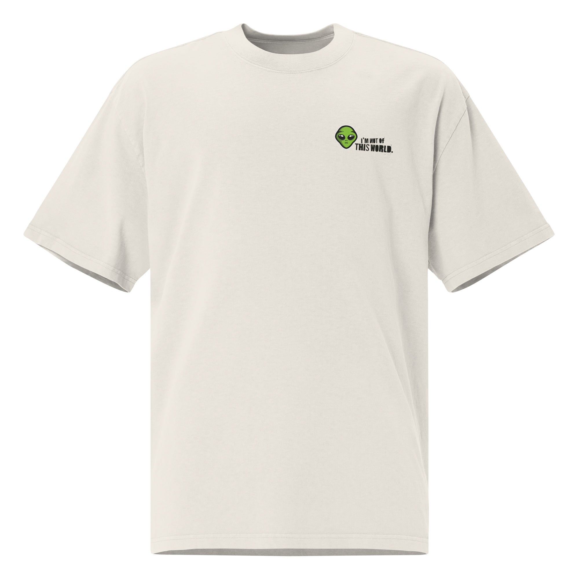 Image of Not From This World Christian t-shirt faded bone front view — Entrusted to Him