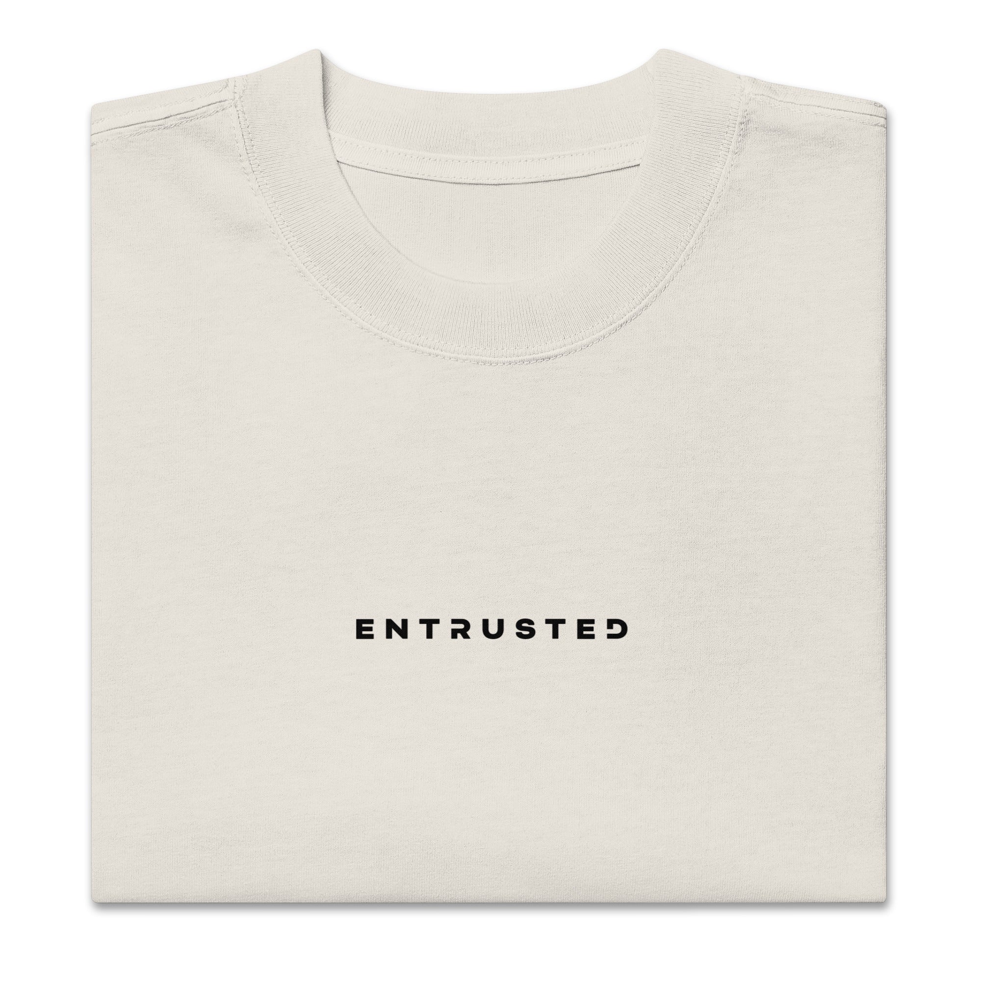 Image of Entrusted Christian apparel faded bone front alternate view — Entrusted to Him