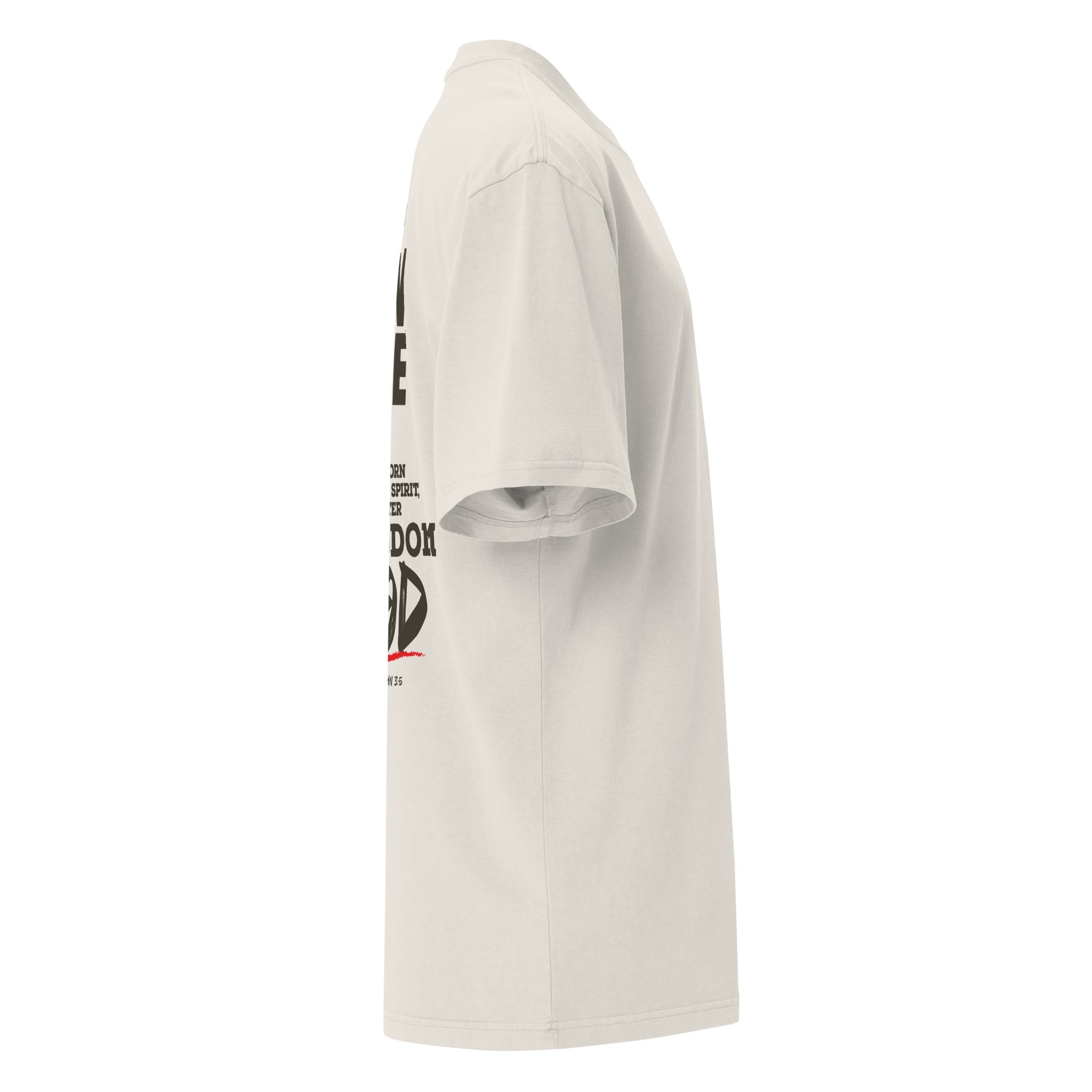 Image of Born Twice Christian clothing faded bone right side view — Entrusted to Him
