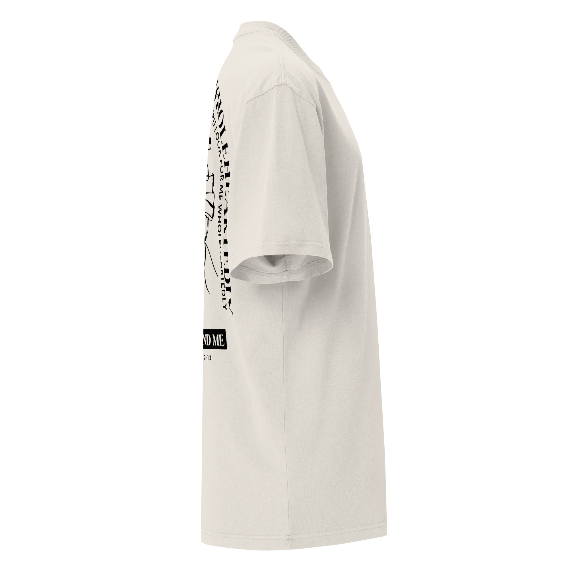 Image of Wholeheartedly Christian graphic tee faded bone right side view — Entrusted to Him