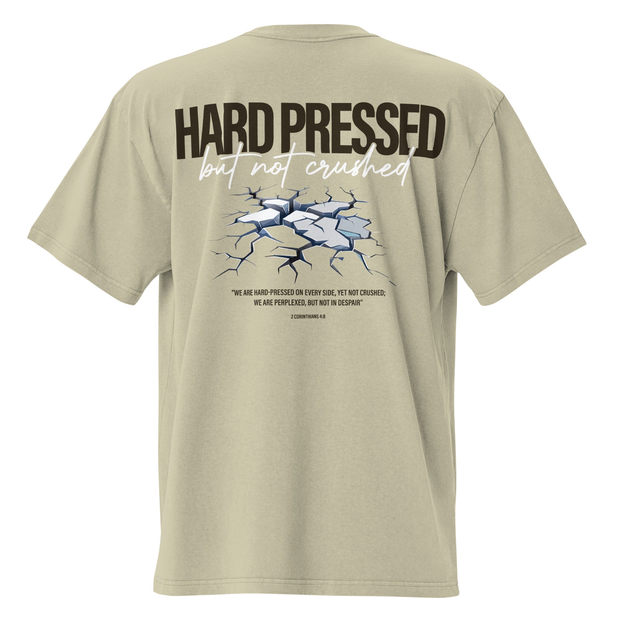 Image of Hard Pressed Christian apparel faded eucalyptus back view — Entrusted to Him