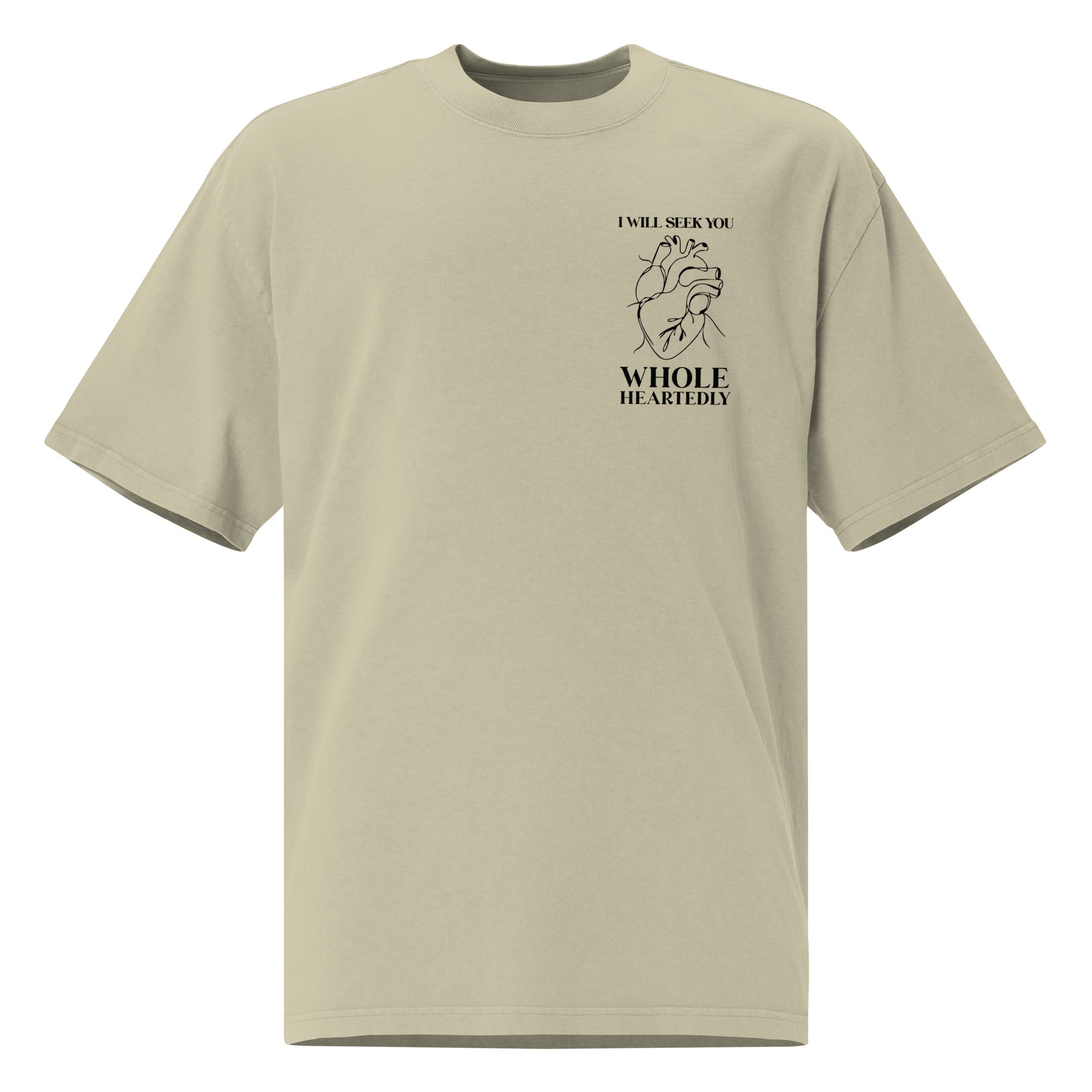 Image of Wholeheartedly Jesus t-shirt faded eucalyptus front view — Entrusted to Him
