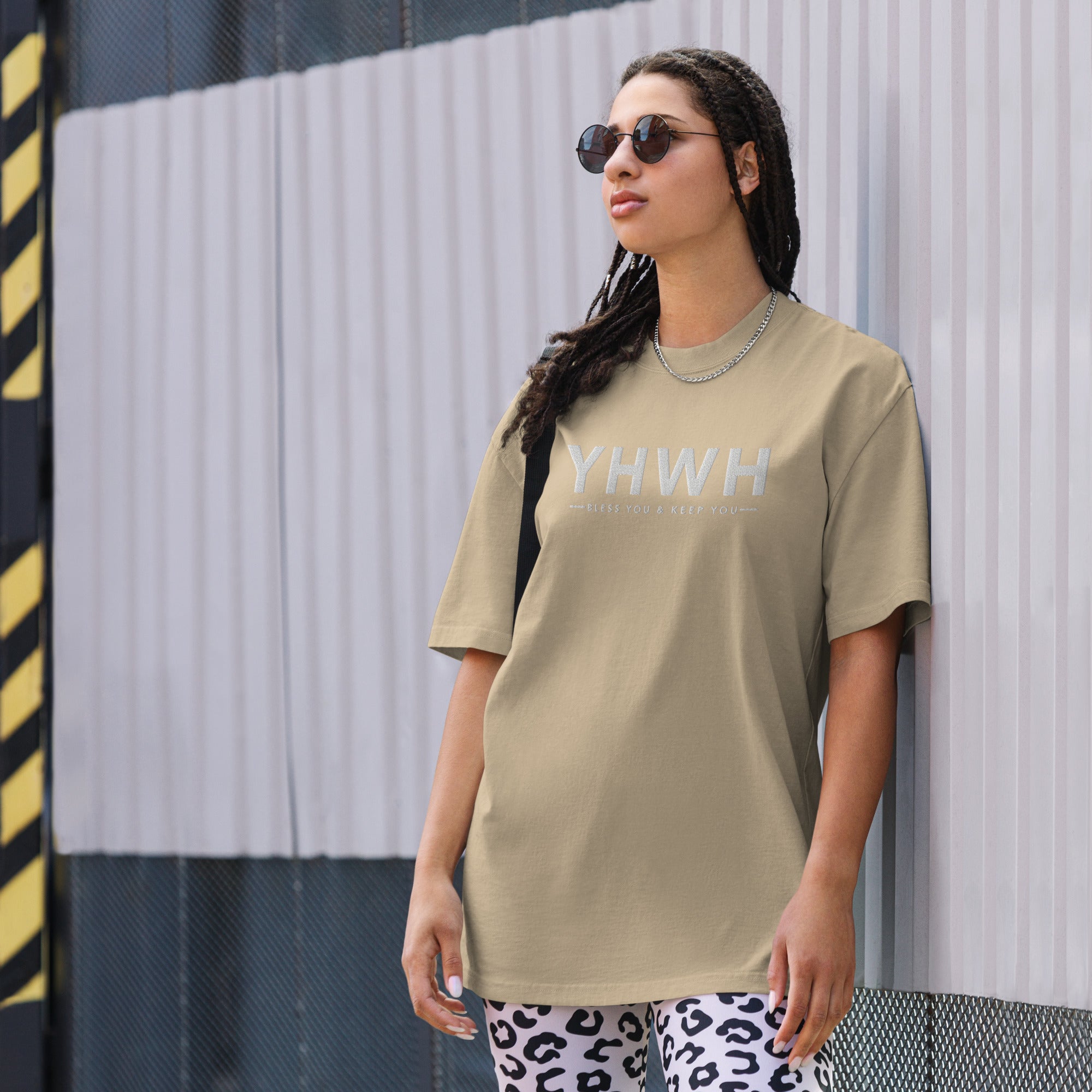Image of YHWH Christian clothing faded khaki front alternate view — Entrusted to Him