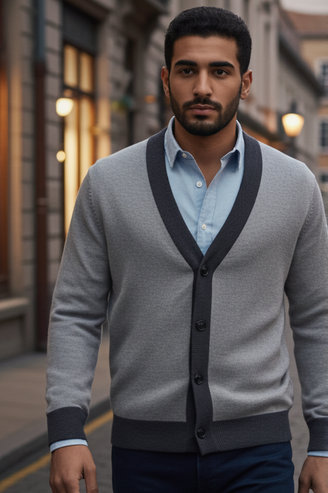 Image of Monochrome Jacquard knitted Cardigan