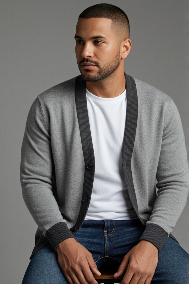 Monochrome Jacquard knitted Cardigan