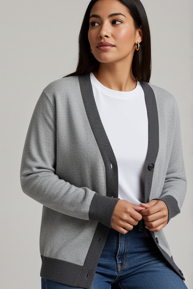 Monochrome Jacquard knitted Cardigan