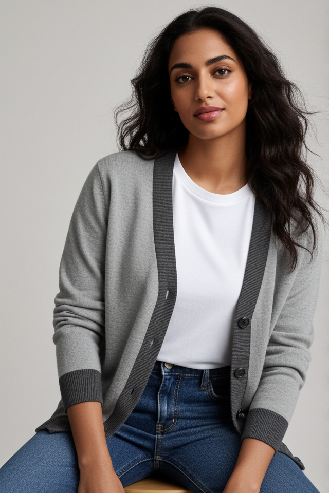 Image of Monochrome Jacquard knitted Cardigan