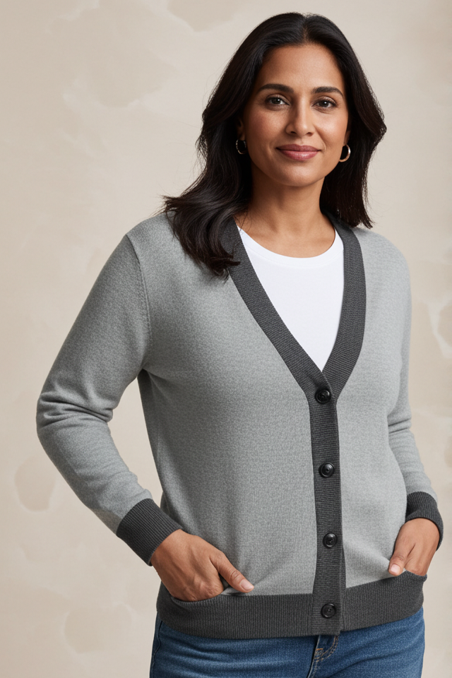 Monochrome Jacquard knitted Cardigan