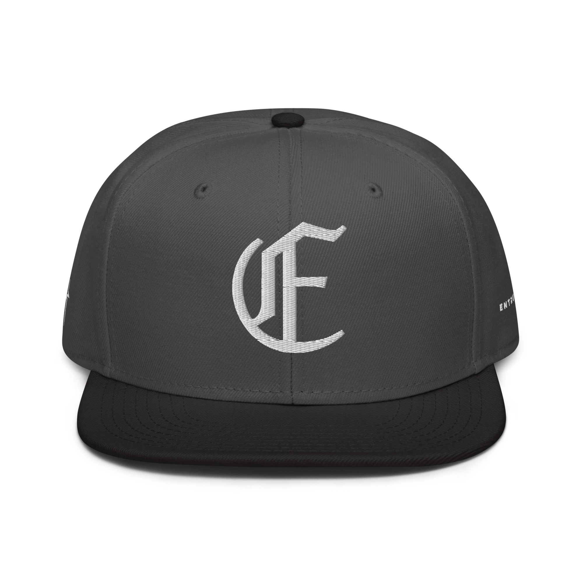 Image of Entrusted 3D Puff Christian hat black charcoal gray front view — Entrusted to Him