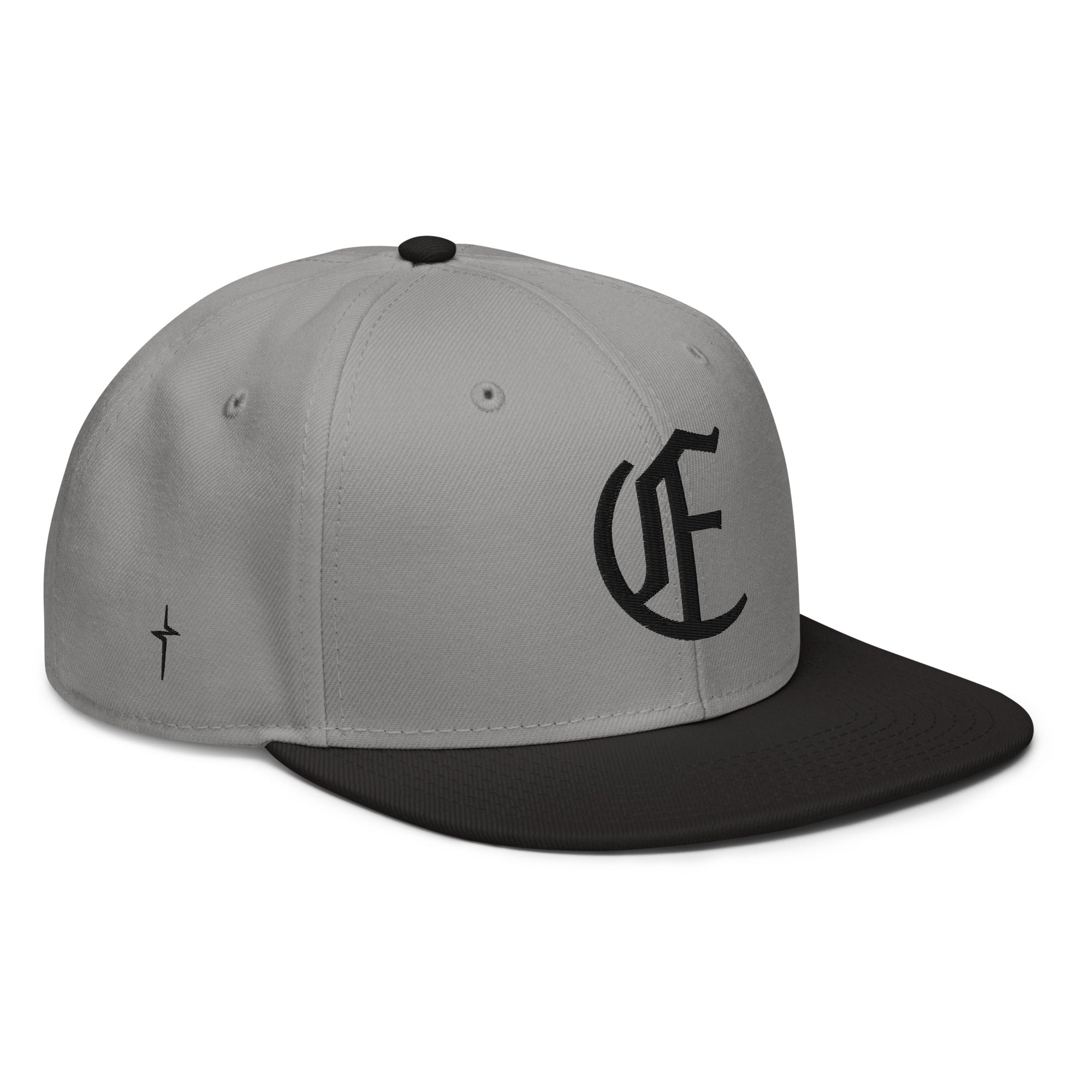 Image of Entrusted 3D Puff Christian hat black gray right front view — Entrusted to Him