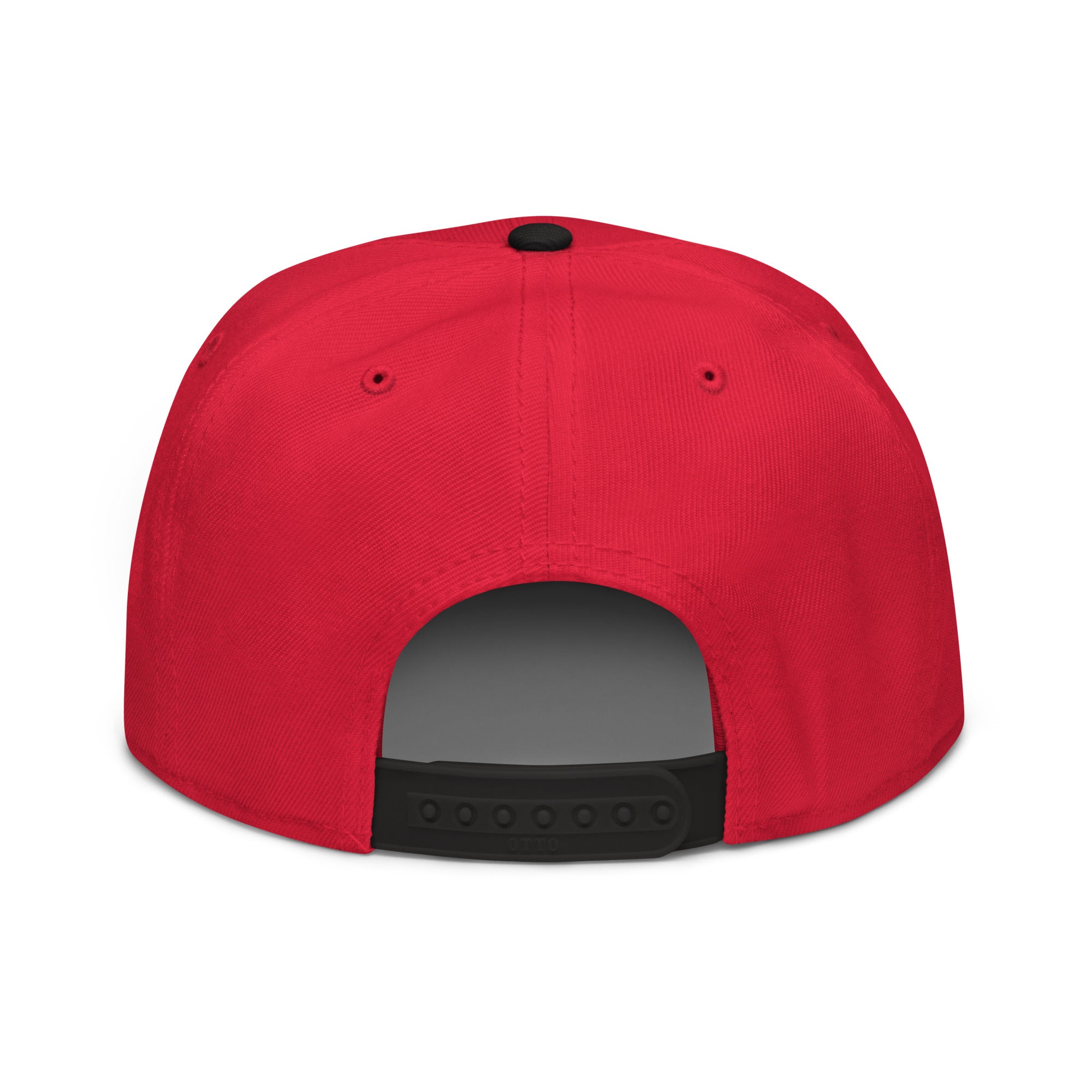 Image of Entrusted 3D Puff Christian hat black red back view — Entrusted to Him