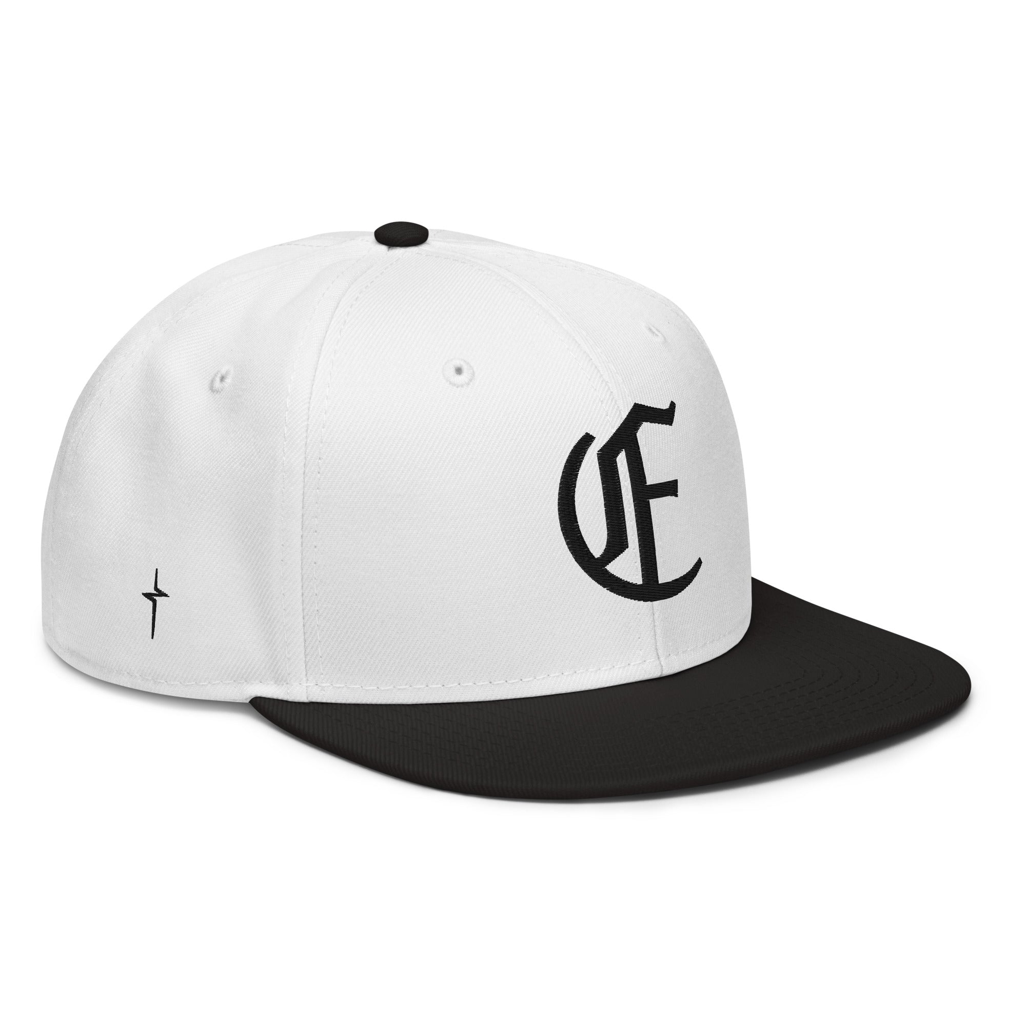 Image of Entrusted 3D Puff Christian cap black white right front view — Entrusted to Him
