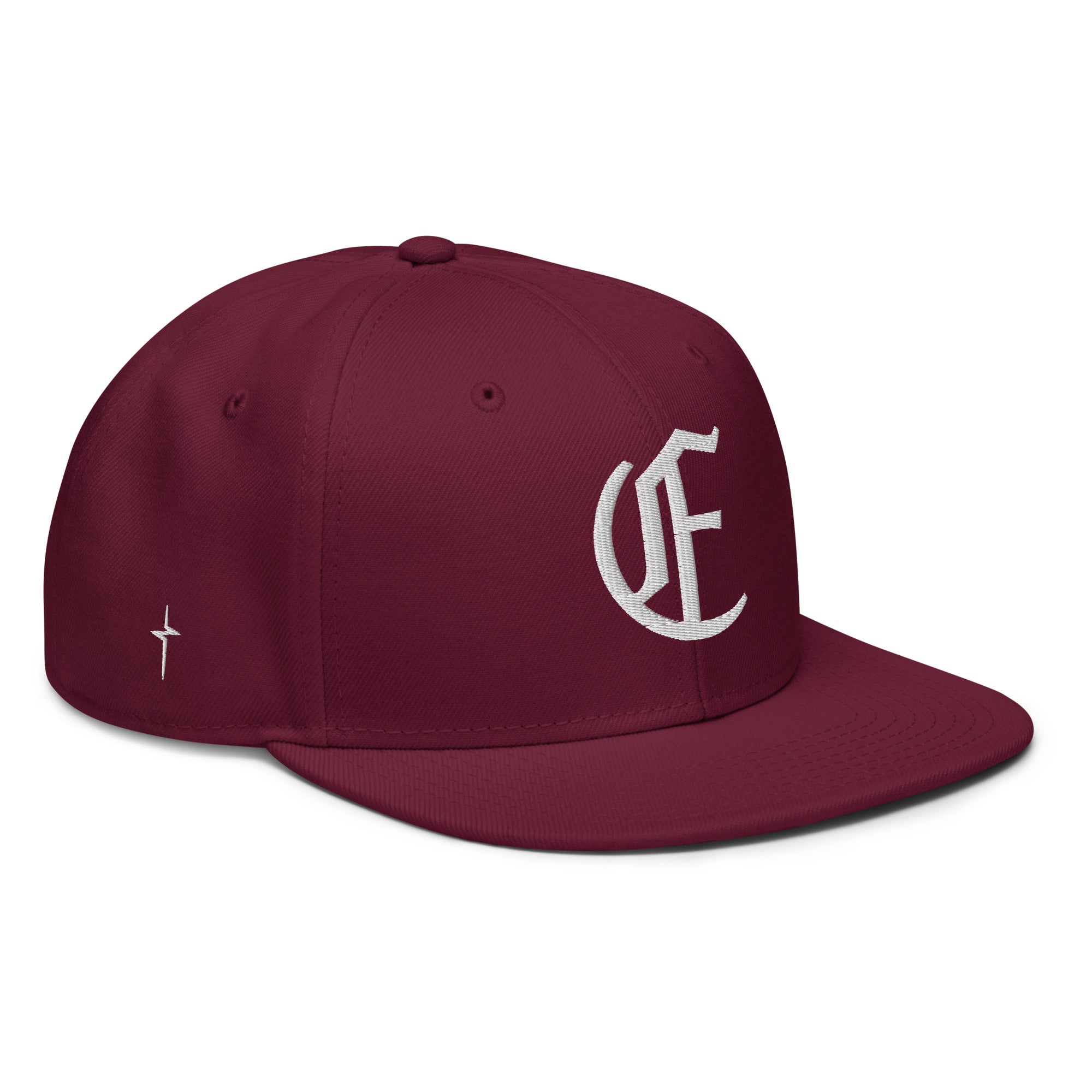Image of Entrusted 3D Puff Christian cap burgundy right front view — Entrusted to Him