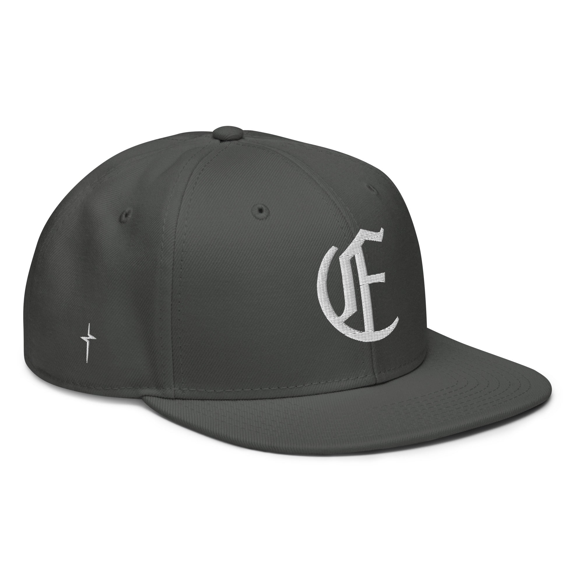 Image of Entrusted 3D Puff Christian hat charcoal gray right front view — Entrusted to Him