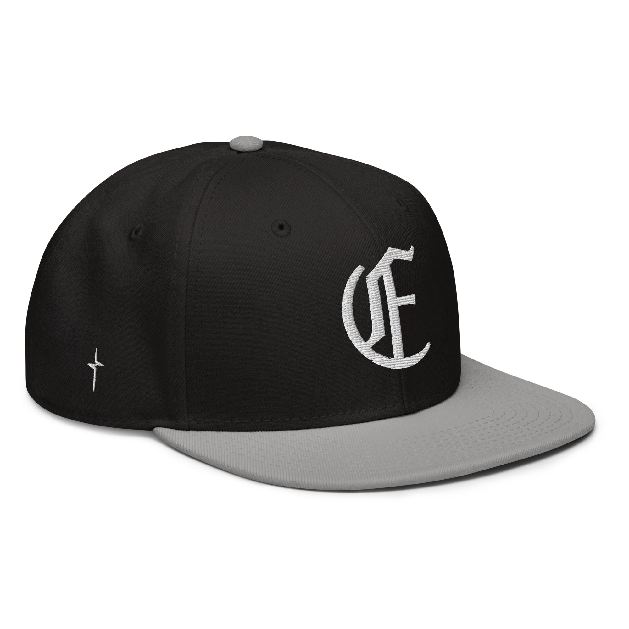 Image of Entrusted 3D Puff Christian hat gray black right front view — Entrusted to Him