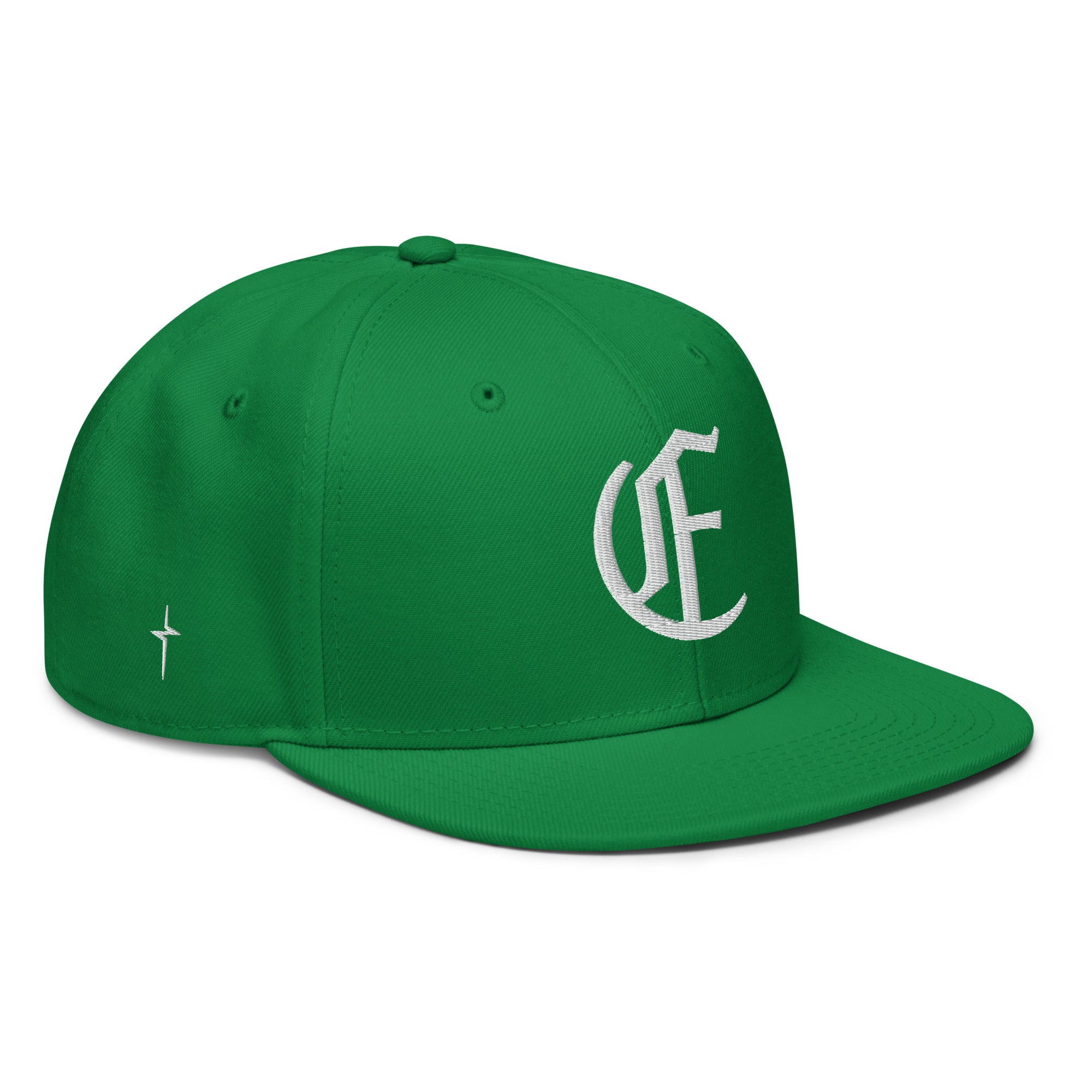 Image of Entrusted 3D Puff Christian cap kelly green right front view — Entrusted to Him