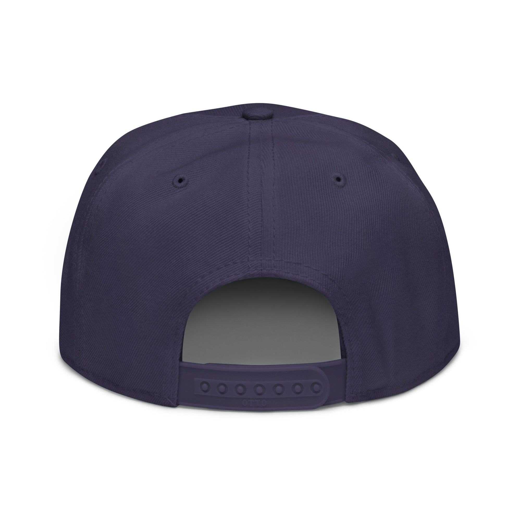 Image of Entrusted 3D Puff Christian snapback hat navy blue back view — Entrusted to Him