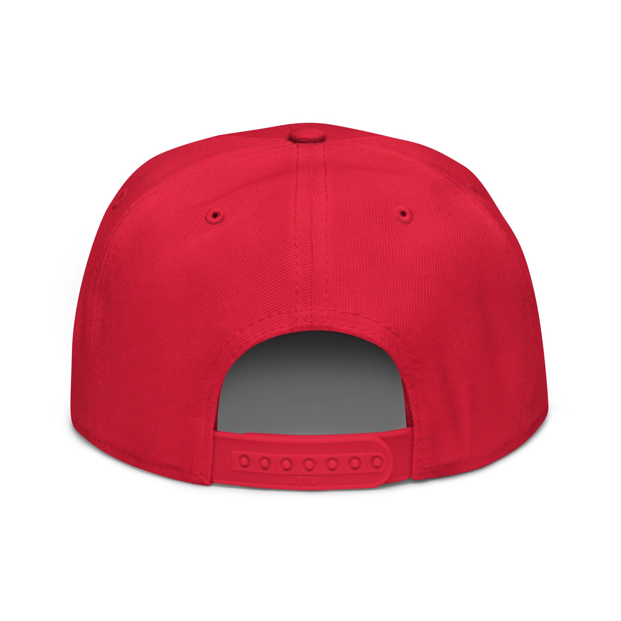 Image of Entrusted 3D Puff Christian cap red back view — Entrusted to Him