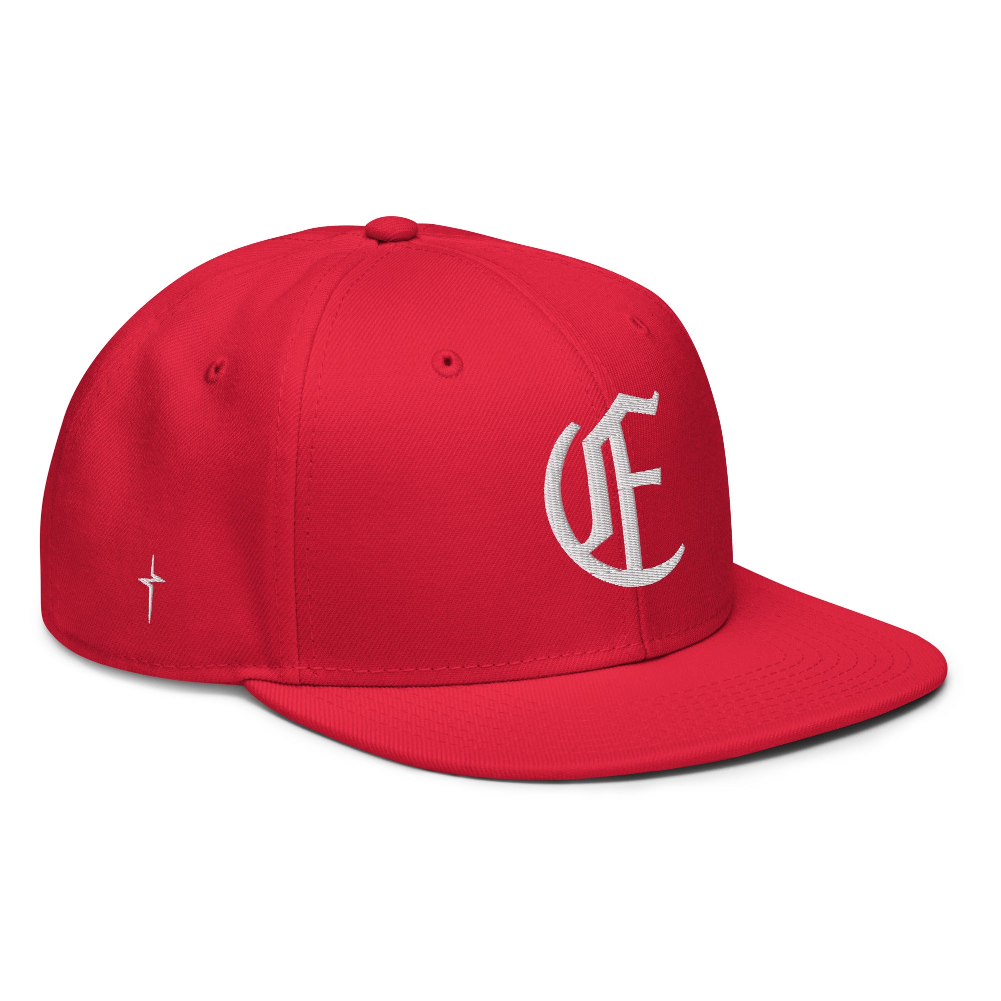 Image of Entrusted 3D Puff Christian cap red right front view — Entrusted to Him