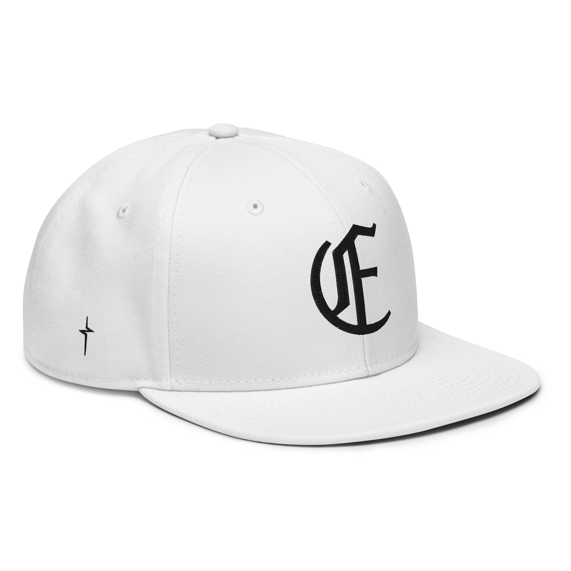 Image of Entrusted 3D Puff Christian snapback hat white right front view — Entrusted to Him