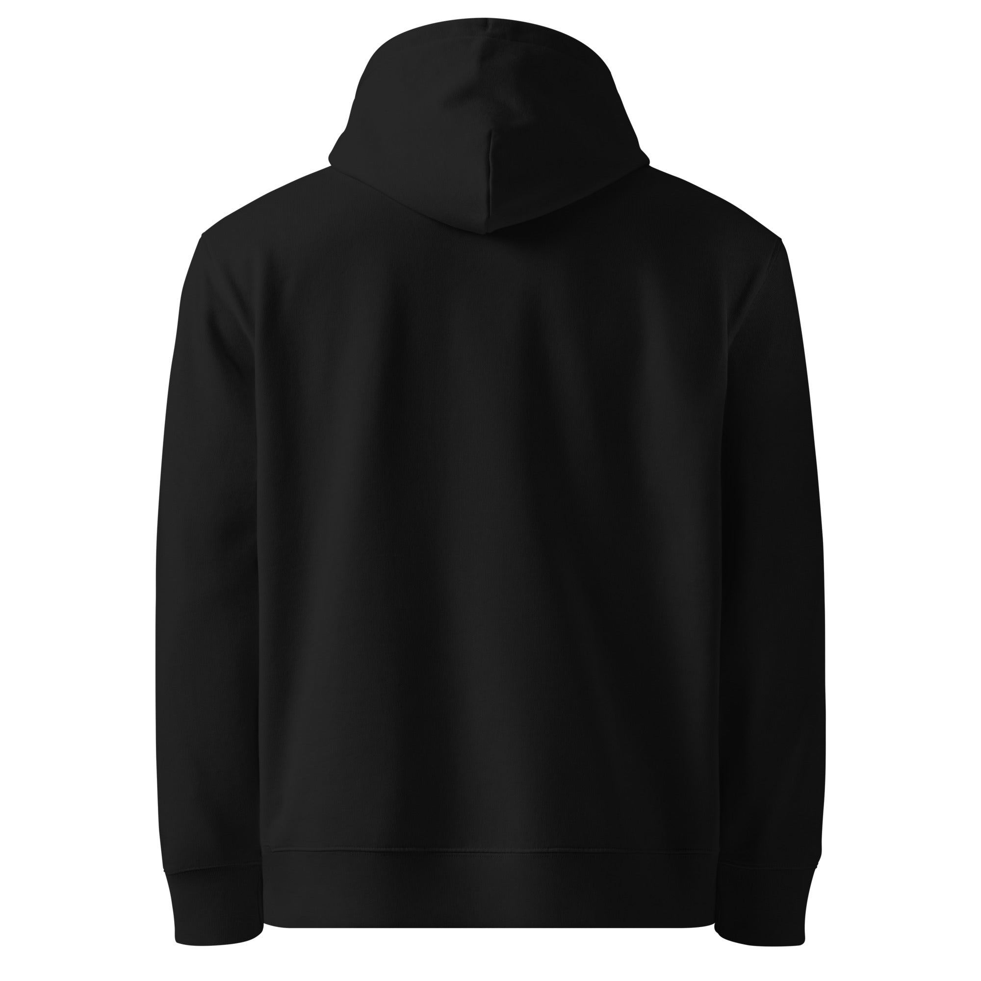 Image of One Way embroidered essential hoodie in black, plain back view